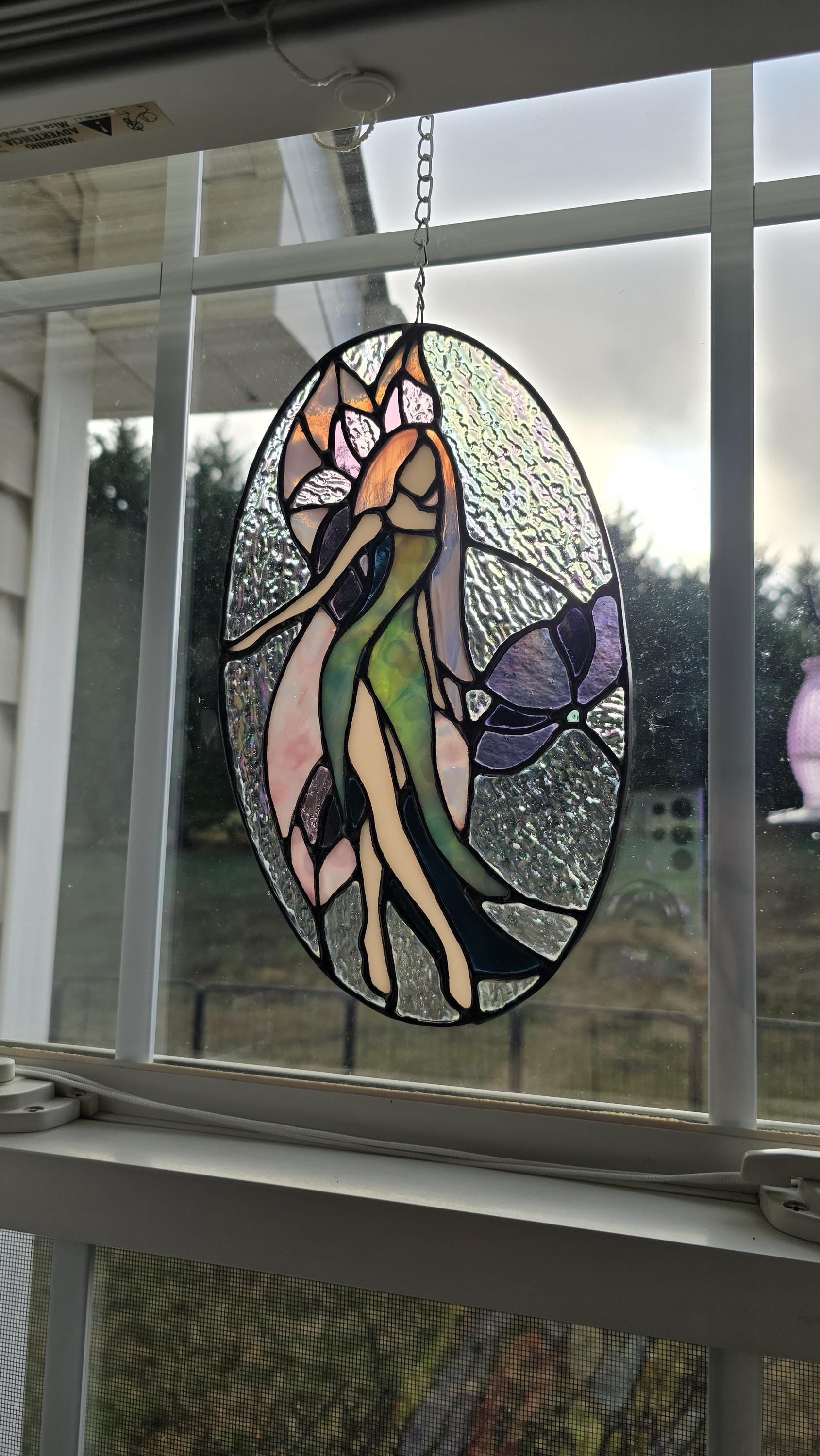 Handcrafted Stained Glass Fairy Sun Catcher Made to Order