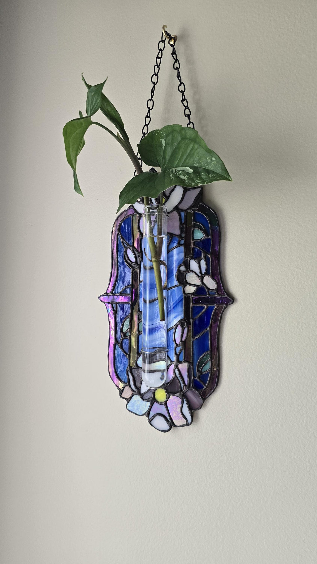 Handcrafted Stained Glass Floral Night Propogation Station