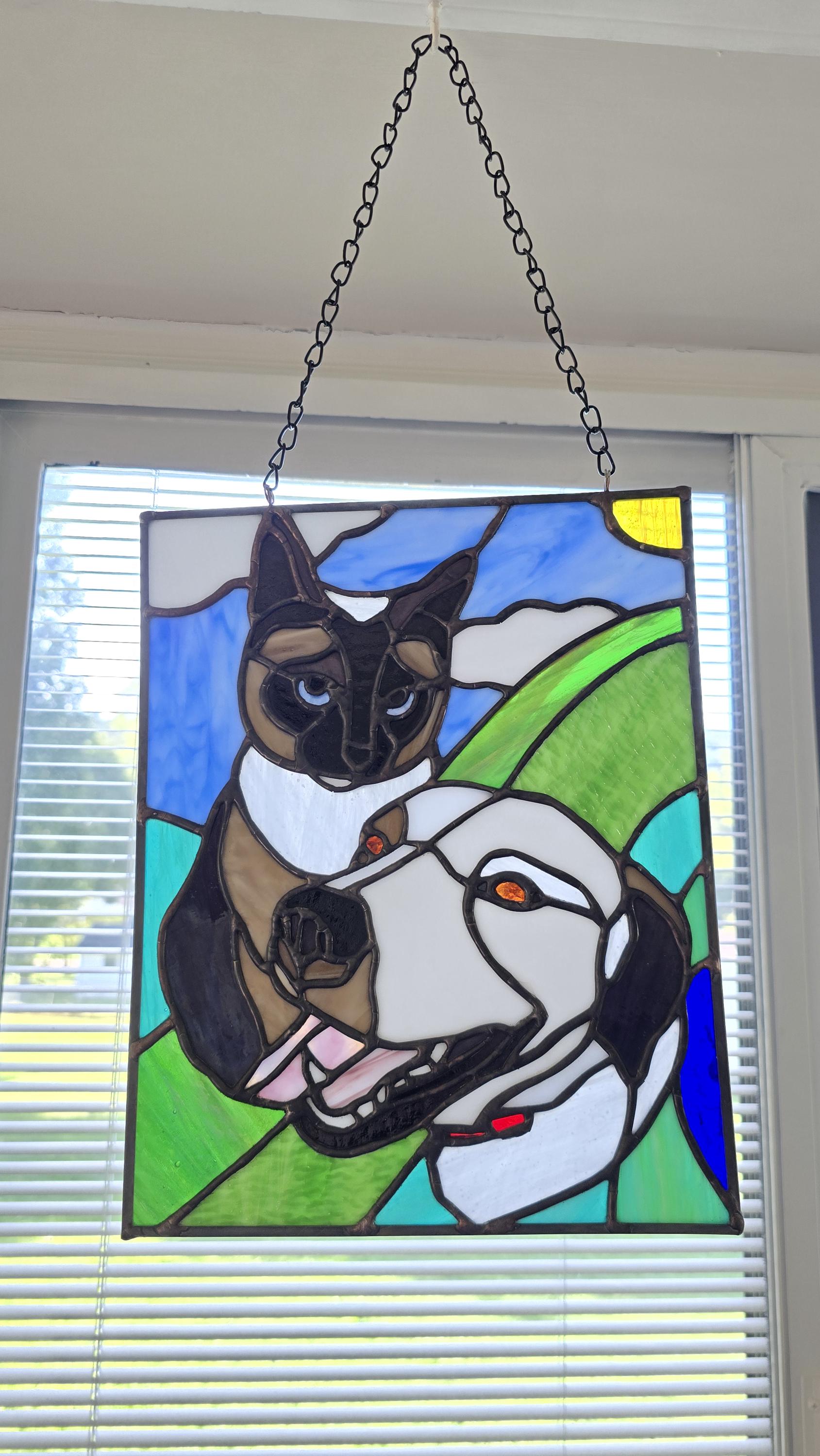 Custom Handcrafted Stained Glass Pet Portrait