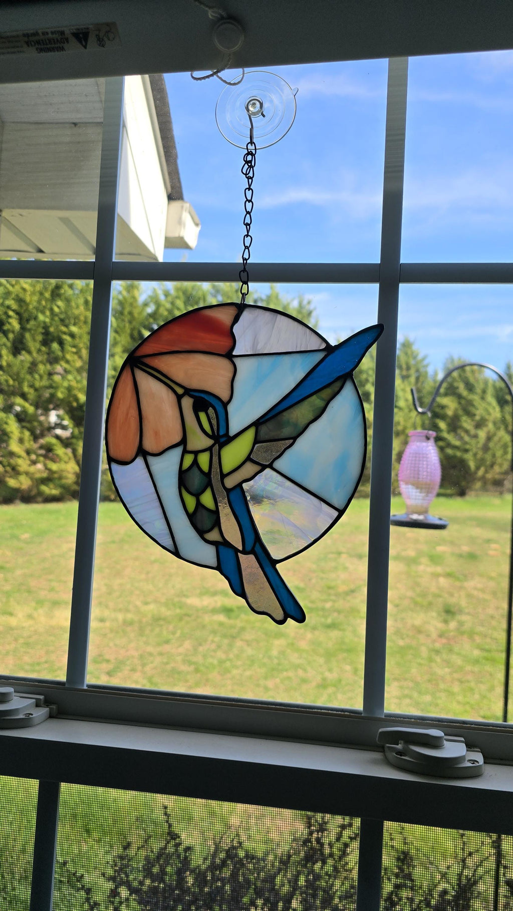 Handcrafted Stained Glass Hummingbird Sun Catcher