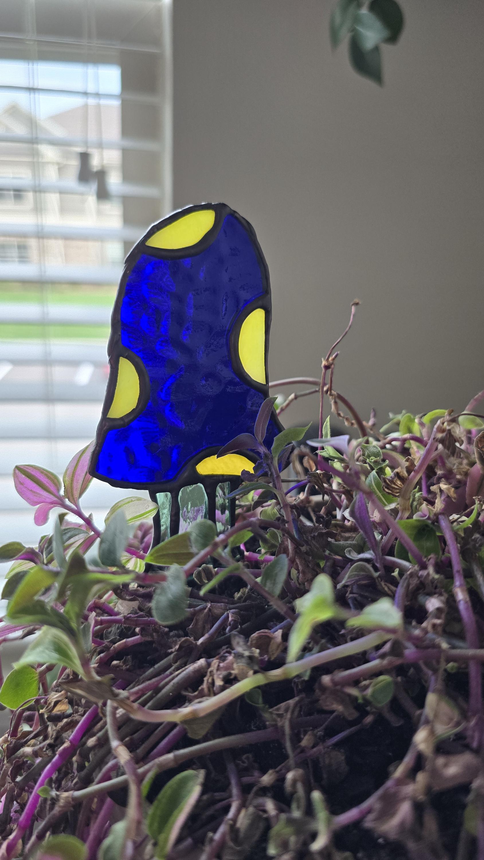 Handcrafted Stained Glass Plant Charm Mushroom