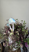 Handcrafted Stained Glass Plant Charm Mushroom - pastel/clear