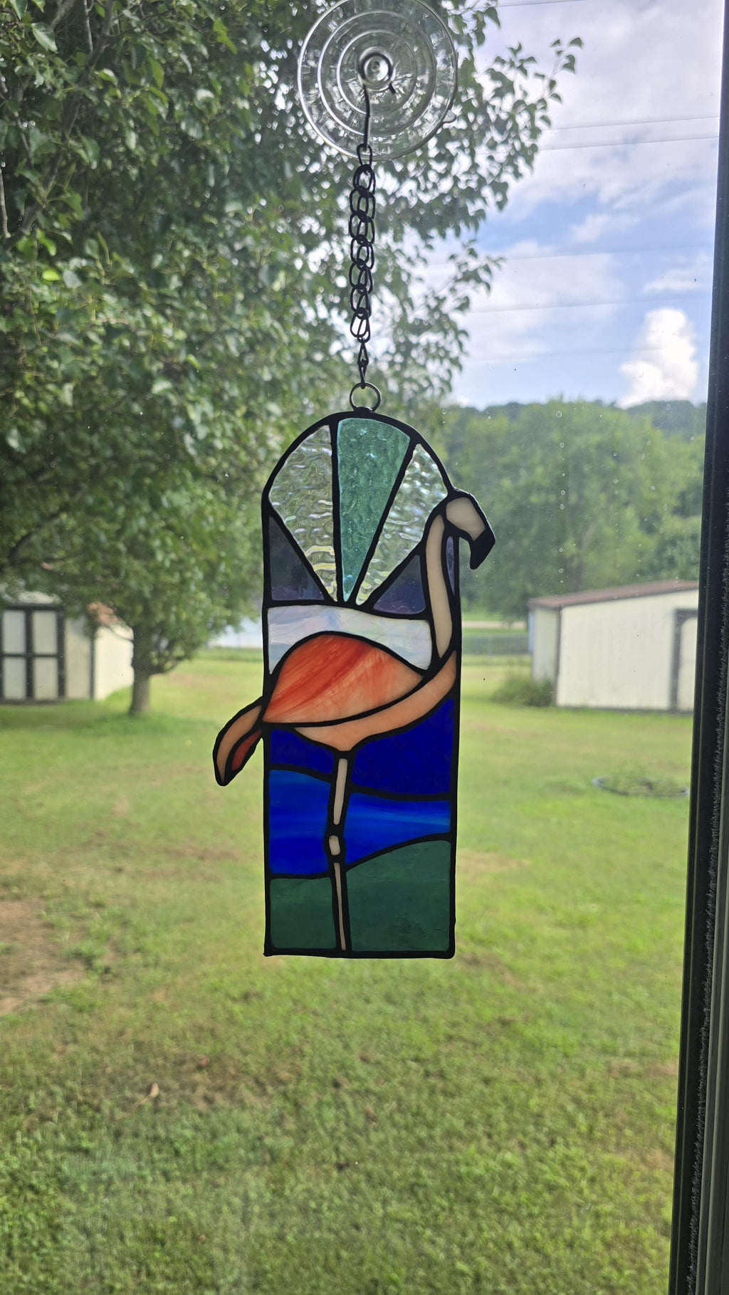 Handcrafted Stained Glass Flamingo Sun Catcher