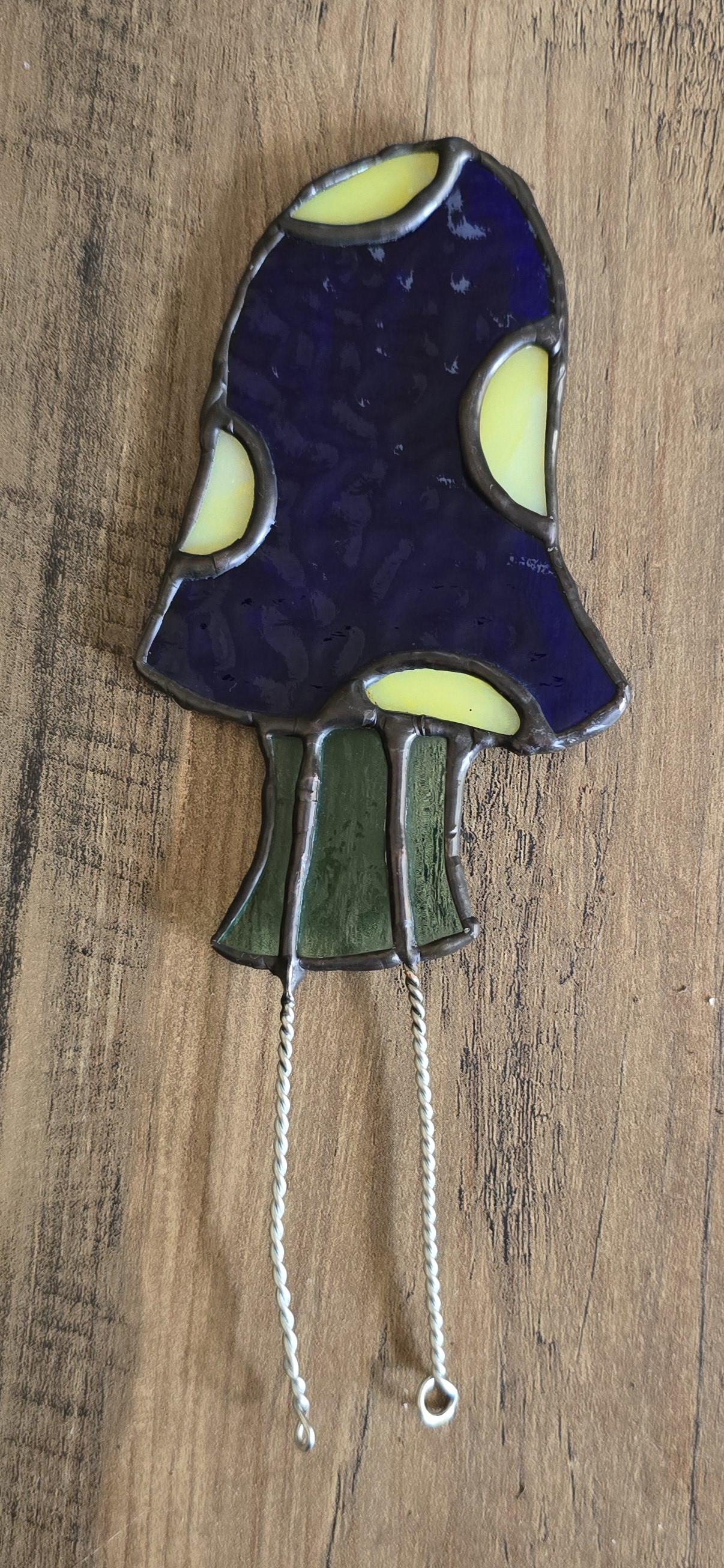 Handcrafted Stained Glass Plant Charm Mushroom