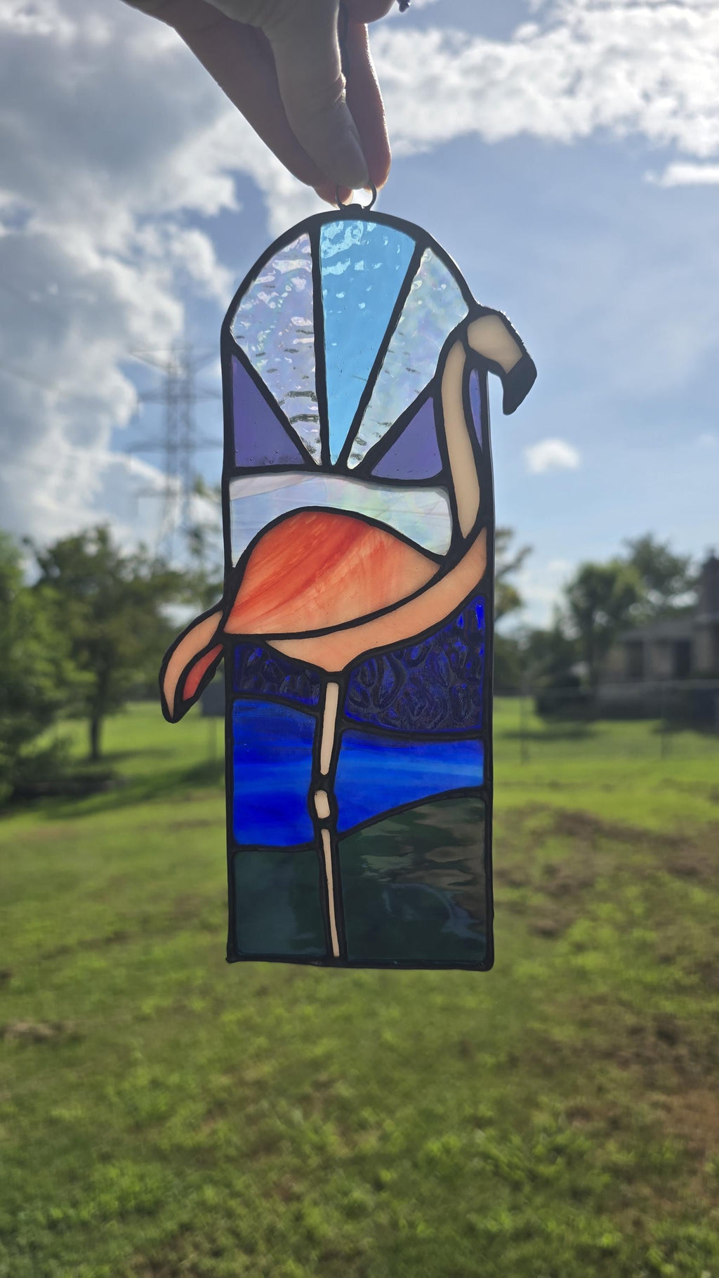Handcrafted Stained Glass Flamingo Sun Catcher