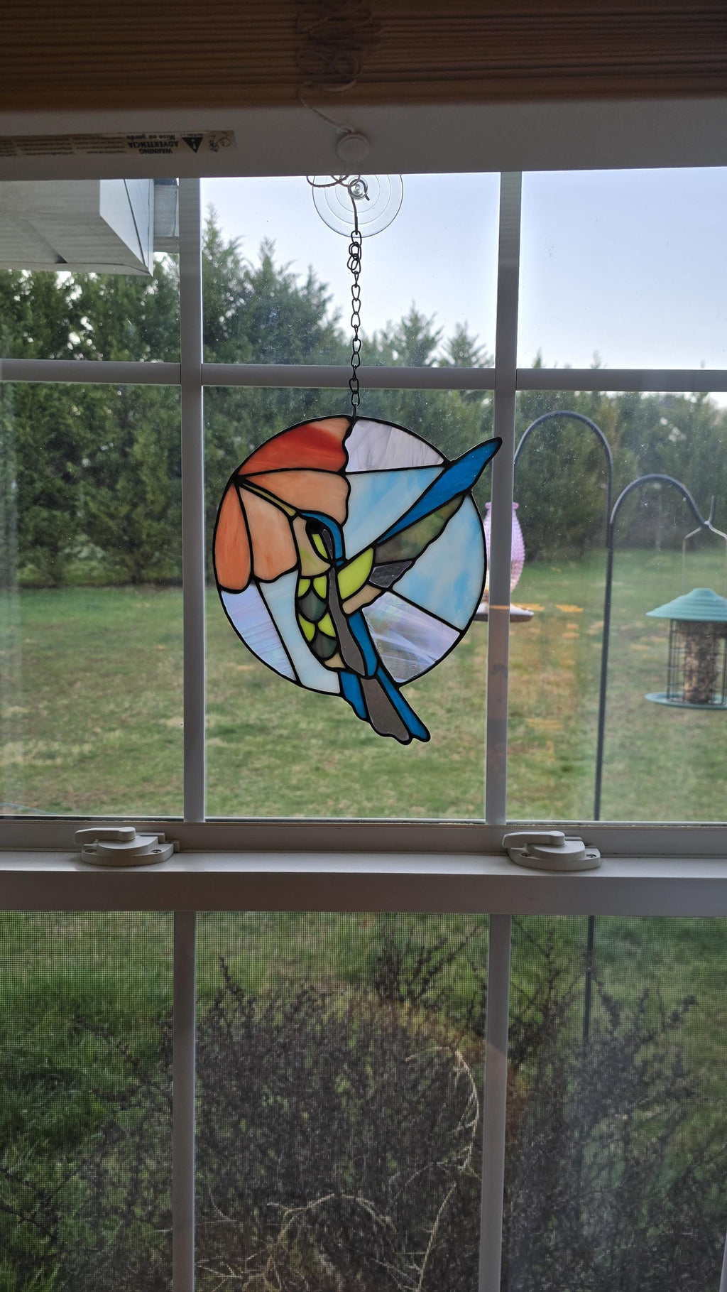 Handcrafted Stained Glass Hummingbird Sun Catcher