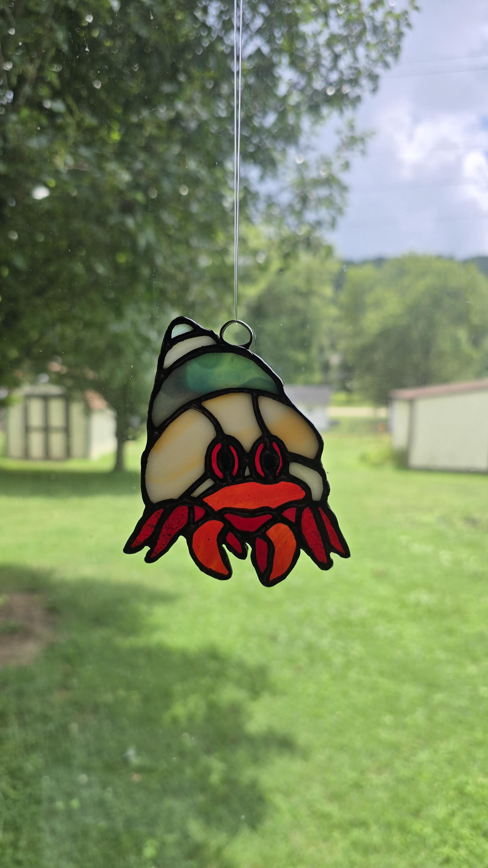 Handcrafted Stained Glass Hermit Crab Sun Catcher