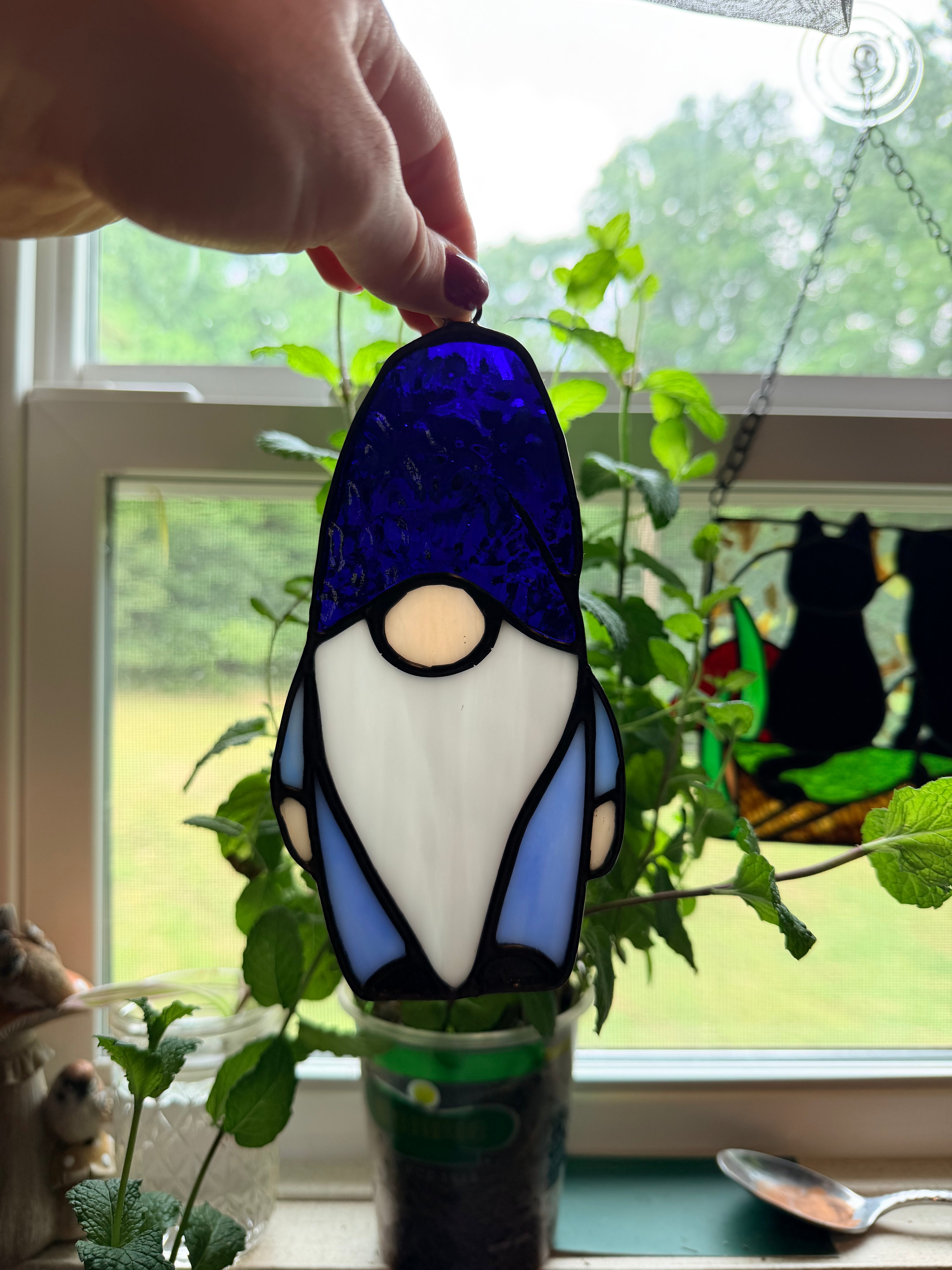 Handcrafted Stained Glass 6" Gnome Made to Order