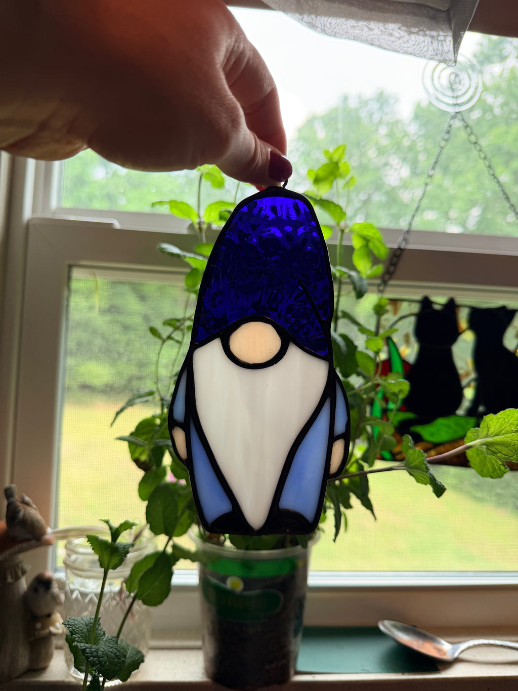 Handcrafted Stained Glass 6" Gnome Made to Order