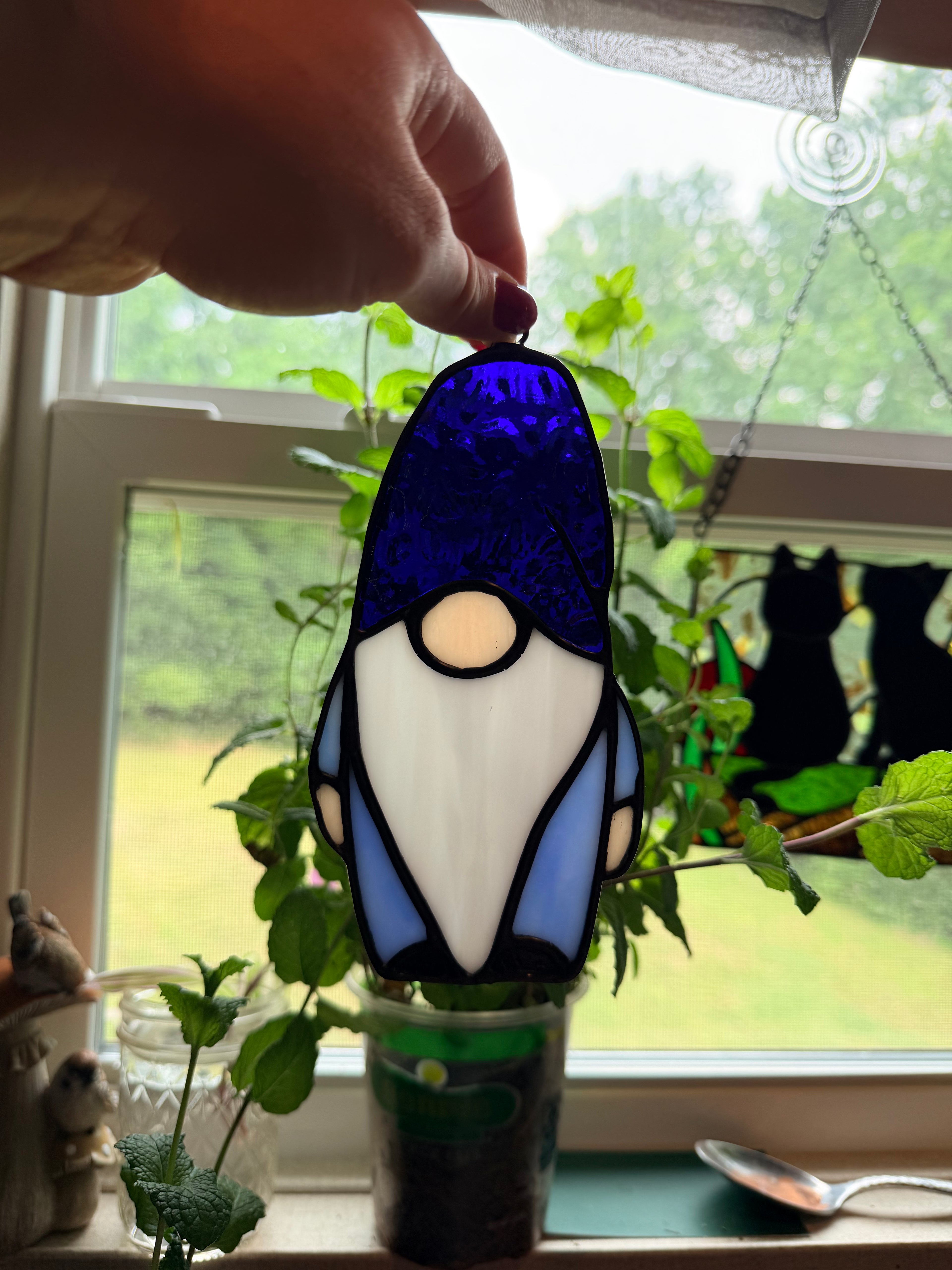Handcrafted Stained Glass 6" Gnome Made to Order