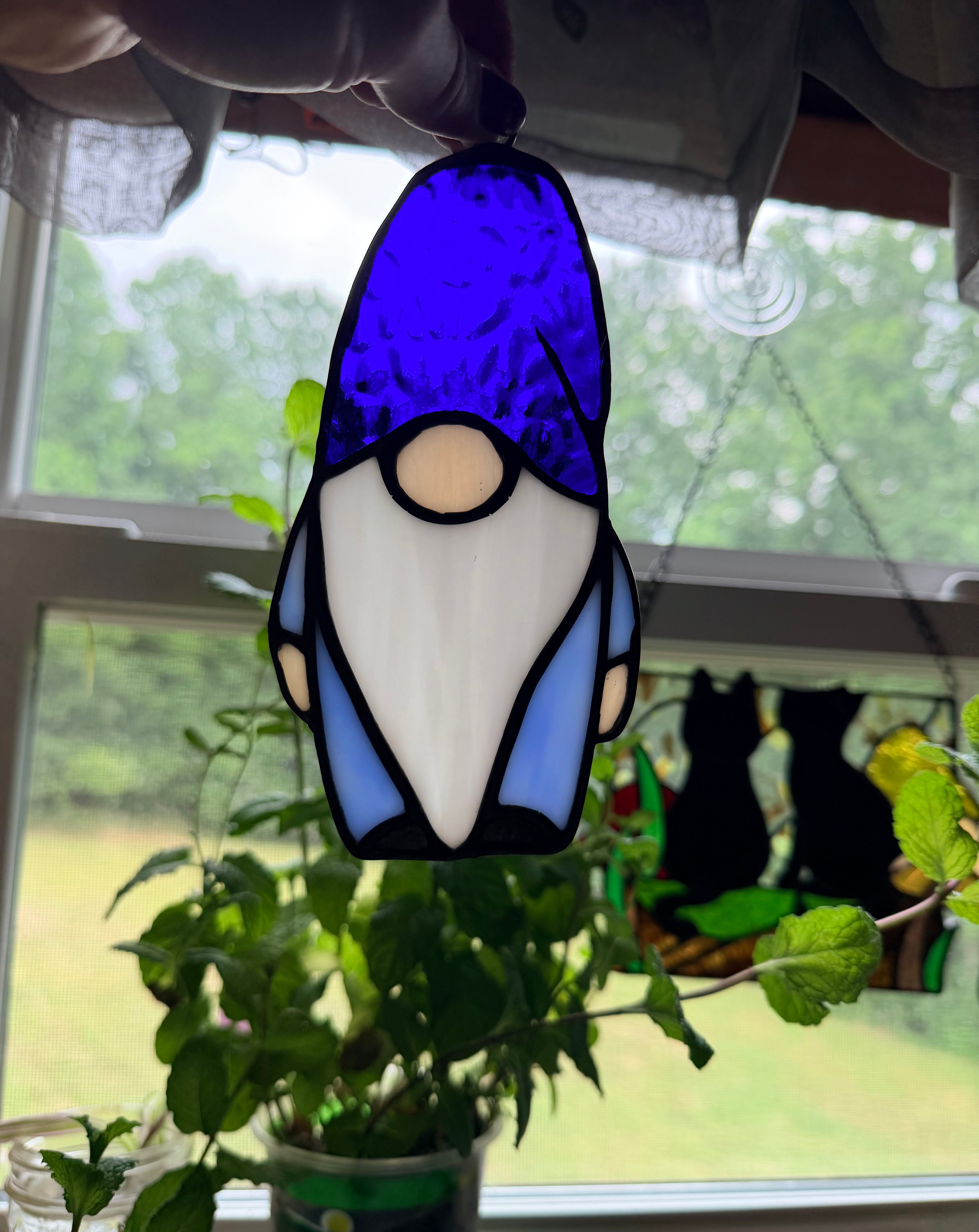 Handcrafted Stained Glass 6" Gnome Made to Order