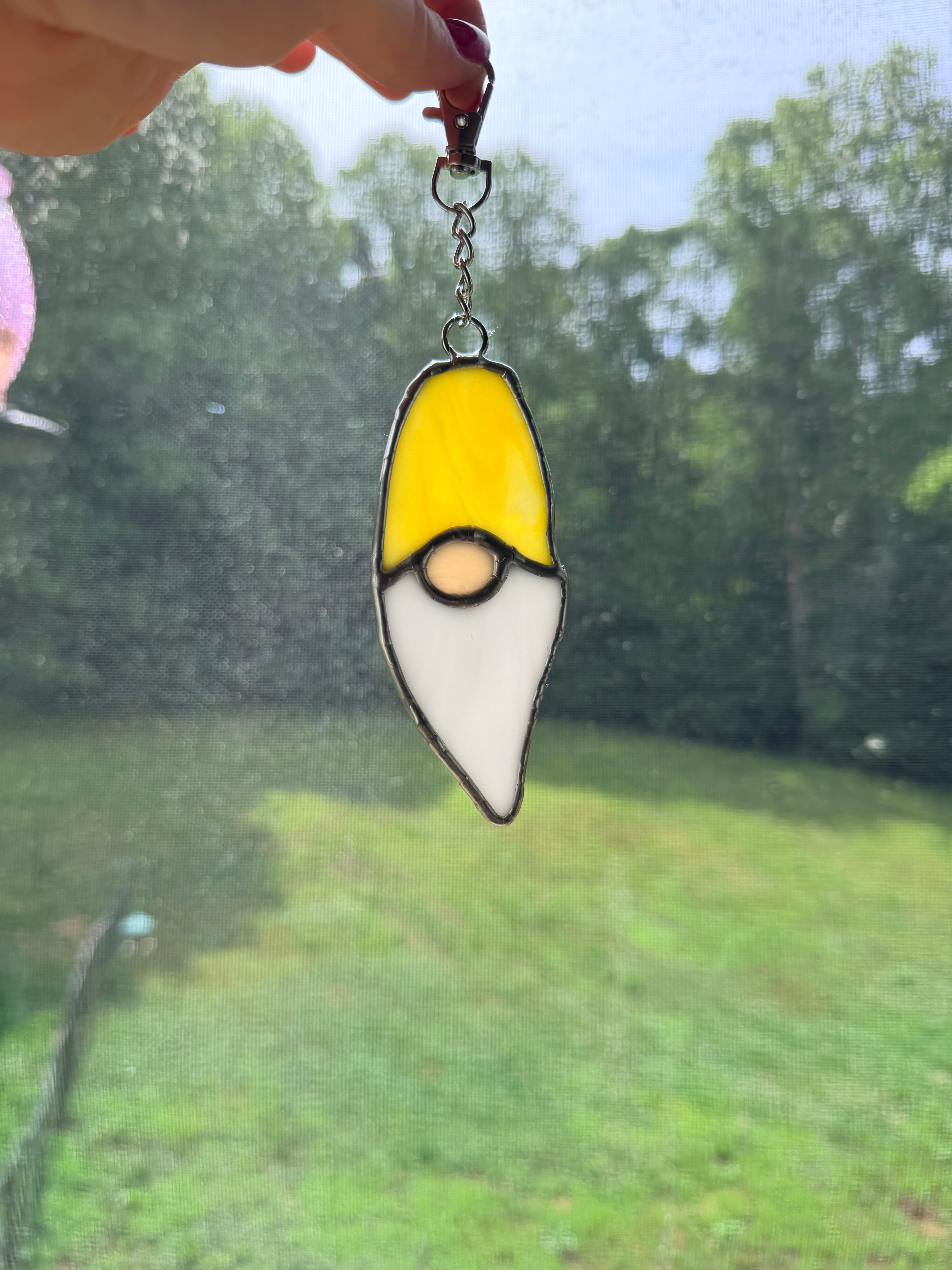 Handcrafted Stained Glass Gnome Key Chain