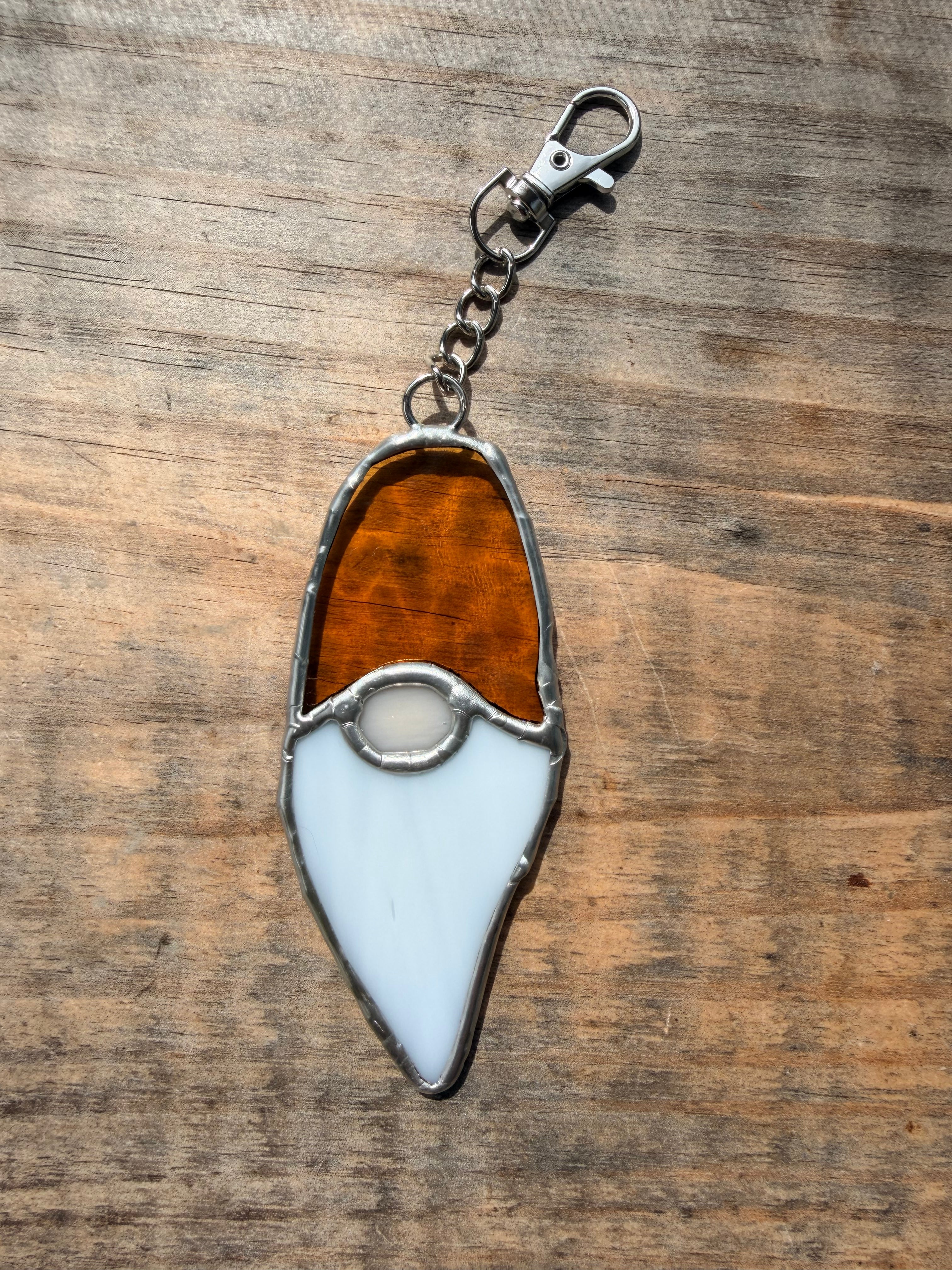 Handcrafted Stained Glass Gnome Key Chain