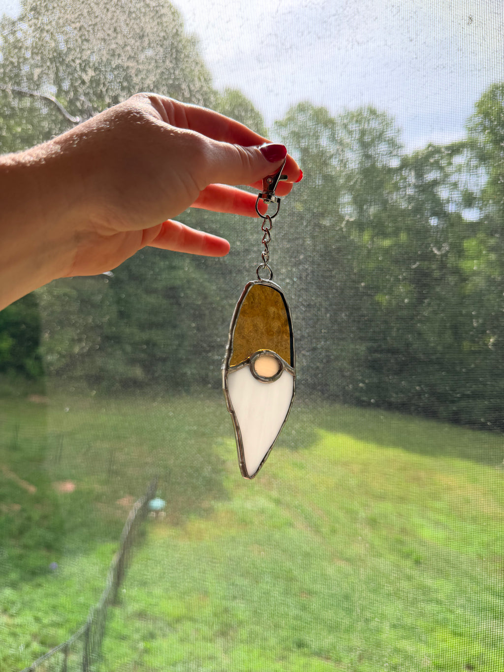 Handcrafted Stained Glass Gnome Key Chain