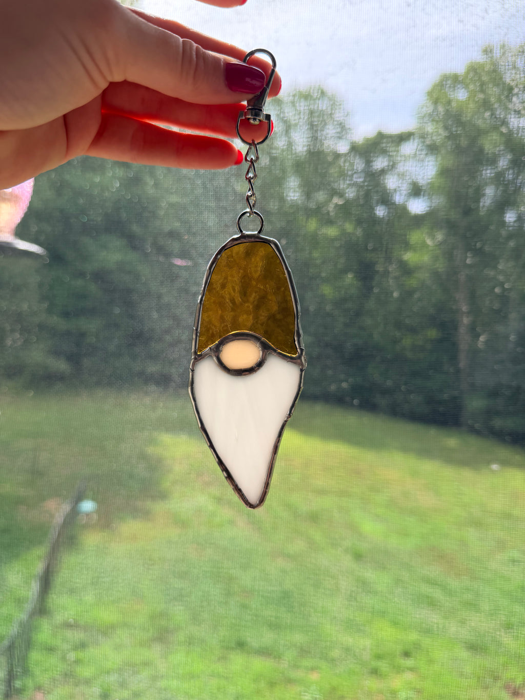 Handcrafted Stained Glass Gnome Key Chain