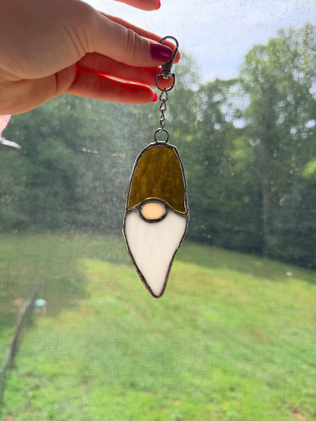 Handcrafted Stained Glass Gnome Key Chain