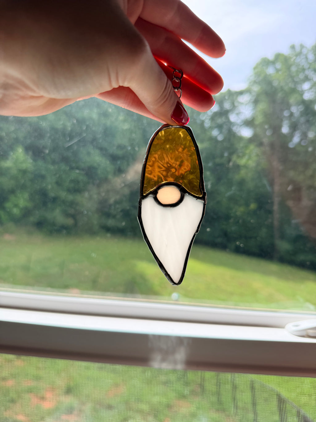 Handcrafted Stained Glass Gnome Key Chain
