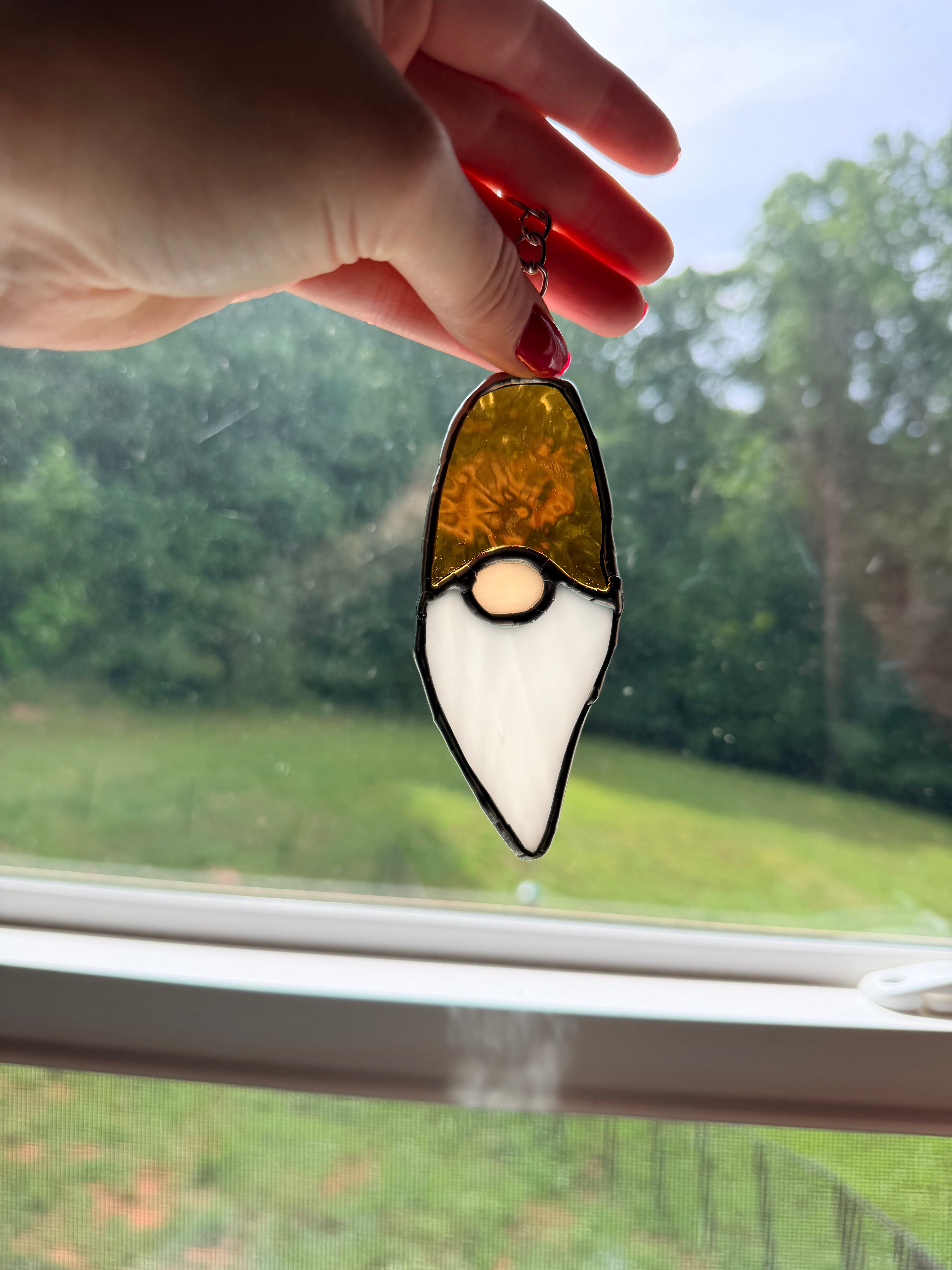 Handcrafted Stained Glass Gnome Key Chain