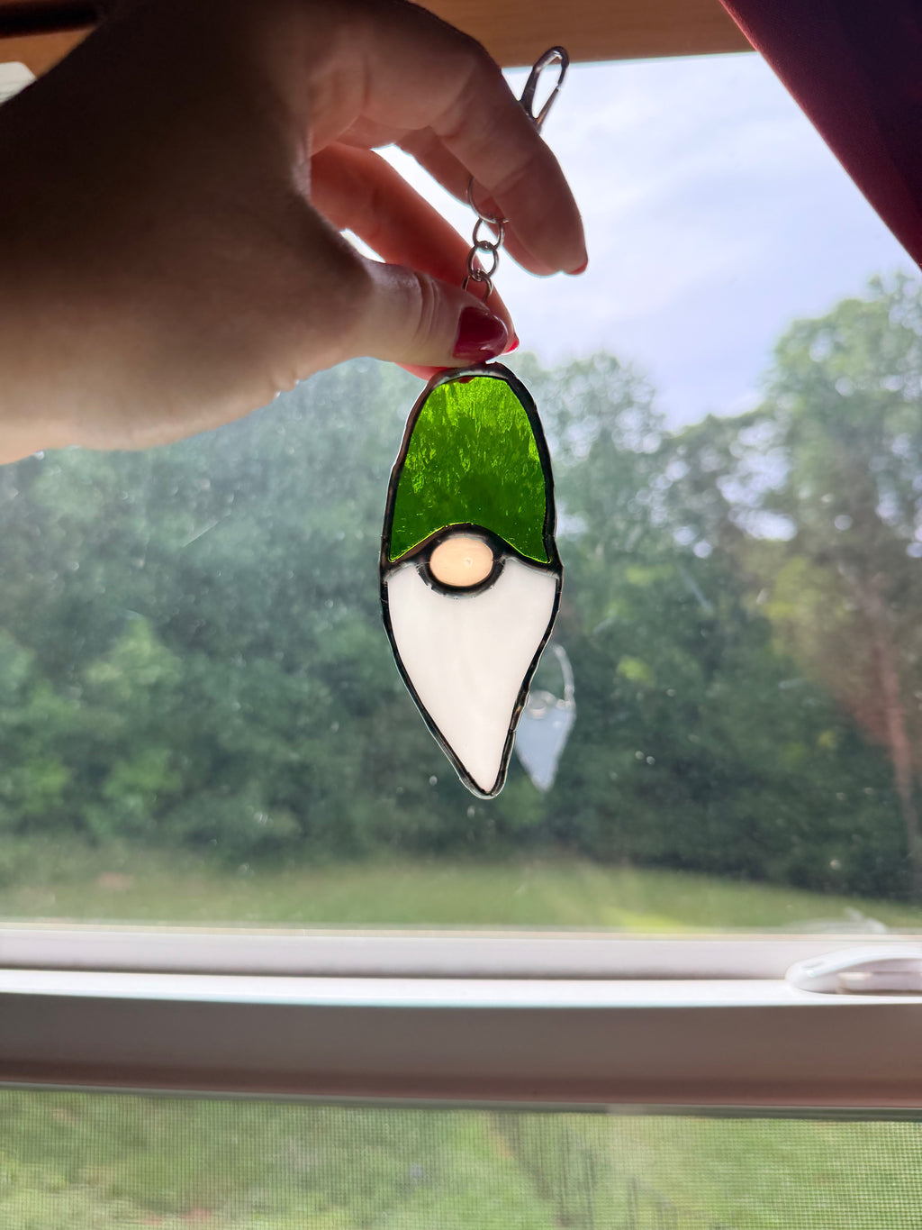 Handcrafted Stained Glass Gnome Key Chain