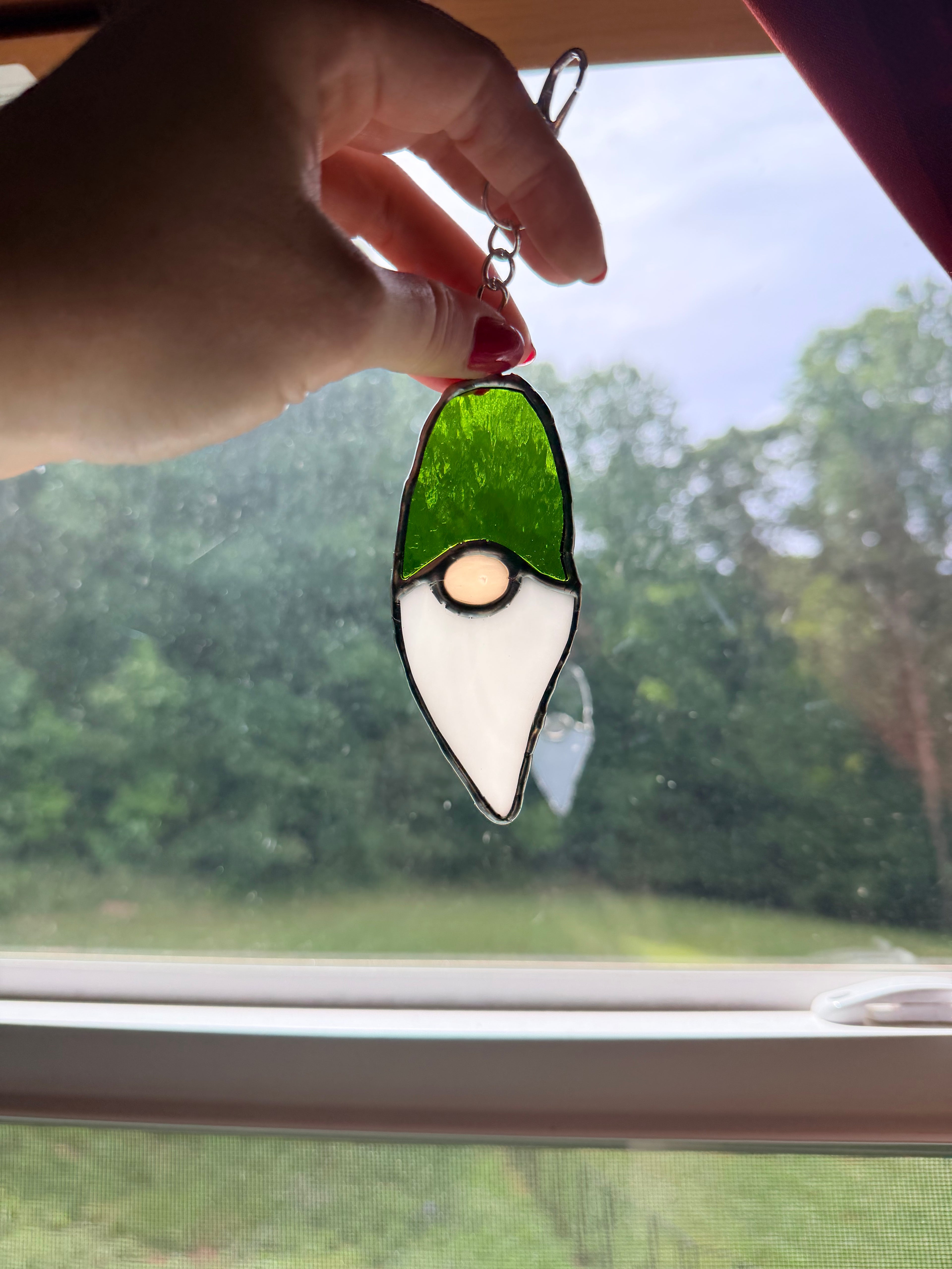 Handcrafted Stained Glass Gnome Key Chain