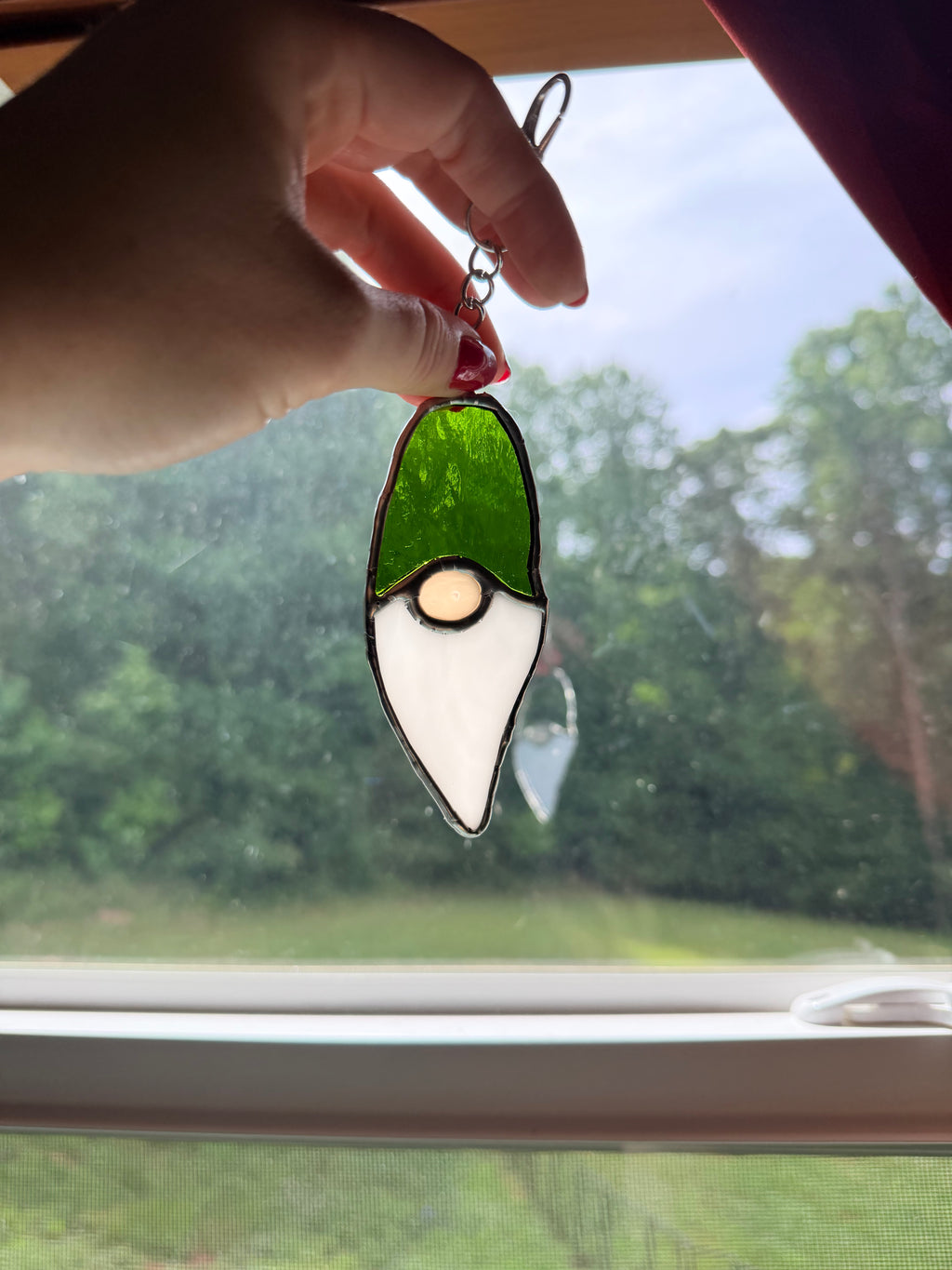 Handcrafted Stained Glass Gnome Key Chain