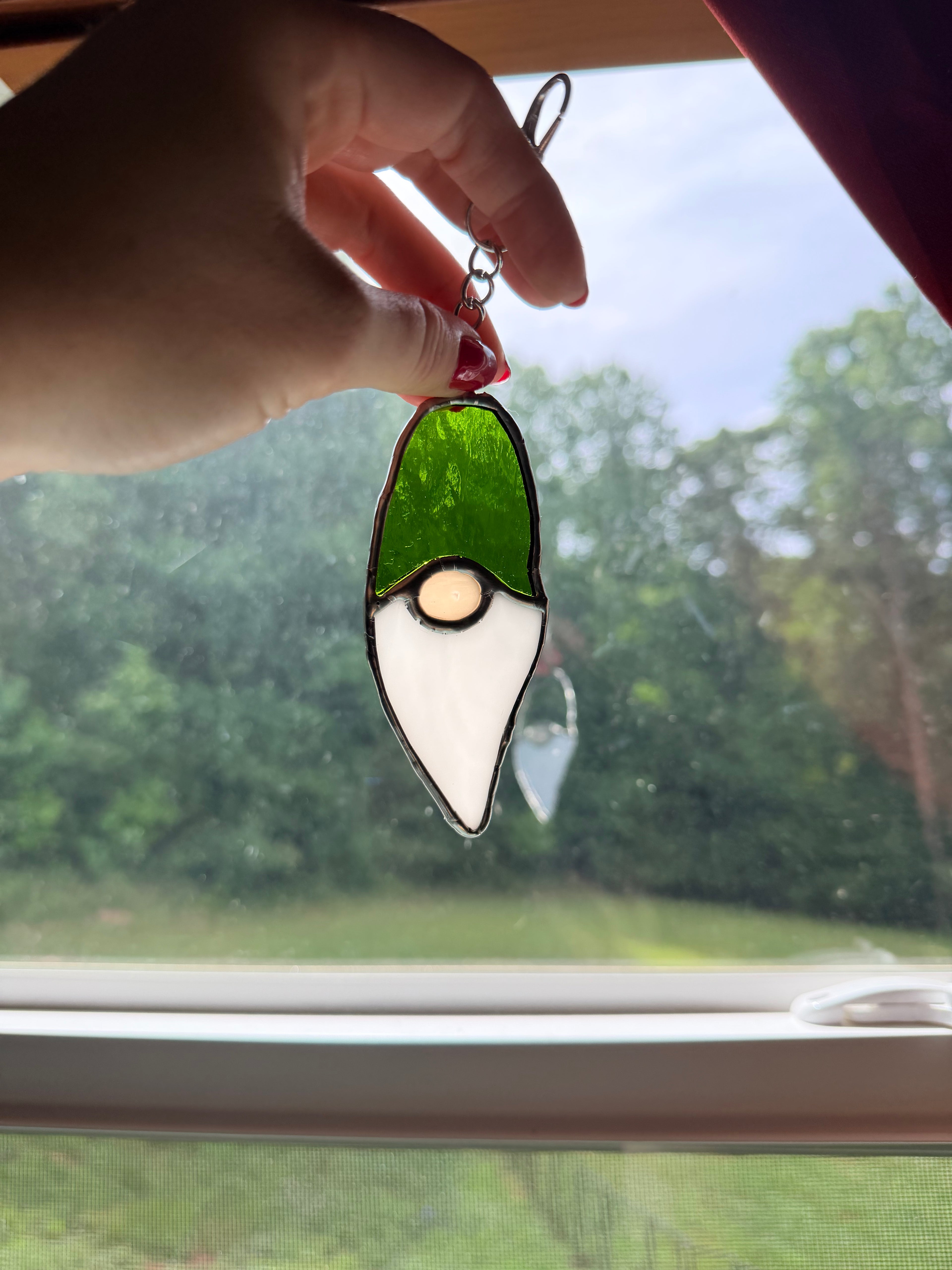 Handcrafted Stained Glass Gnome Key Chain