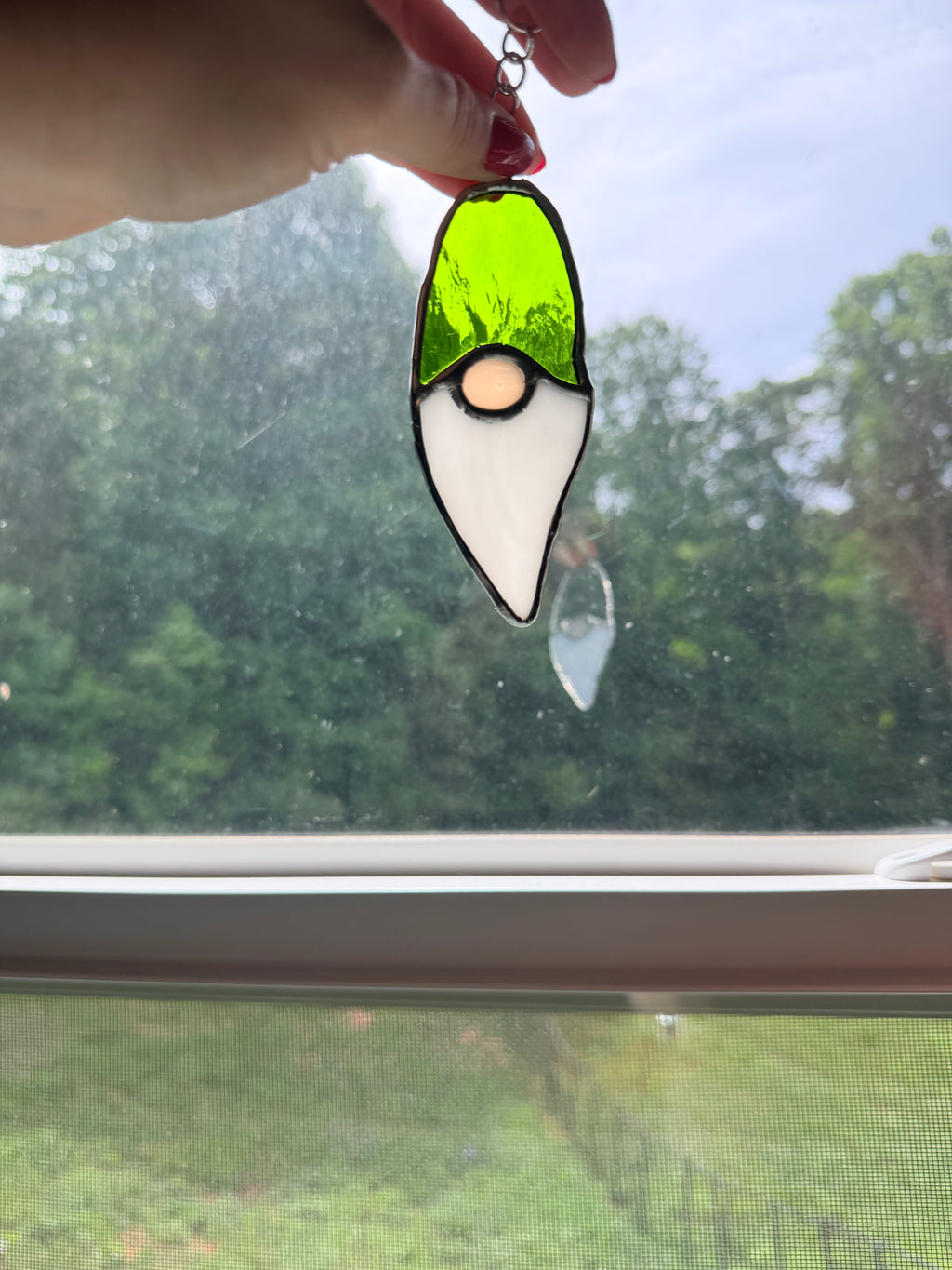 Handcrafted Stained Glass Gnome Key Chain
