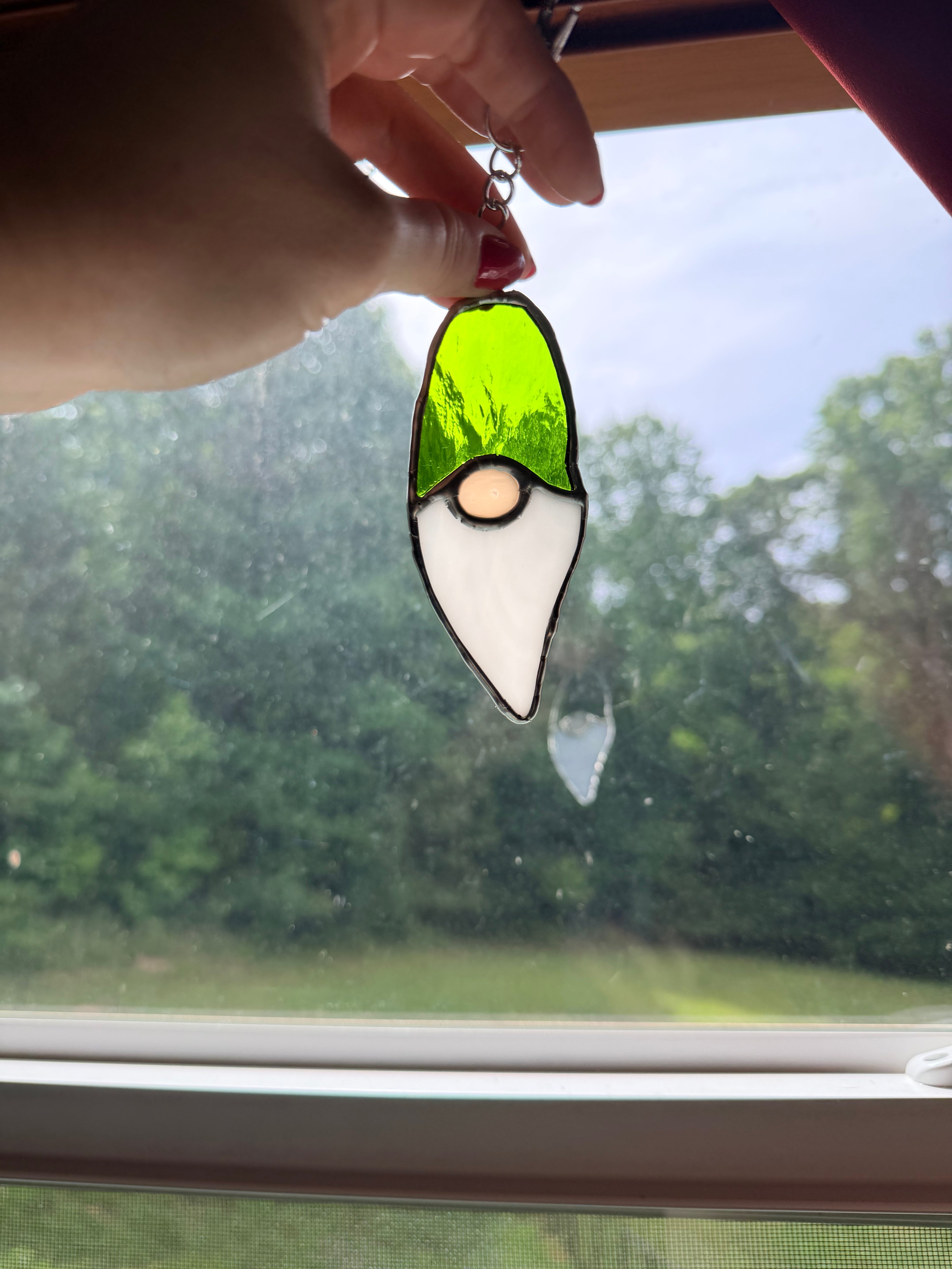 Handcrafted Stained Glass Gnome Key Chain