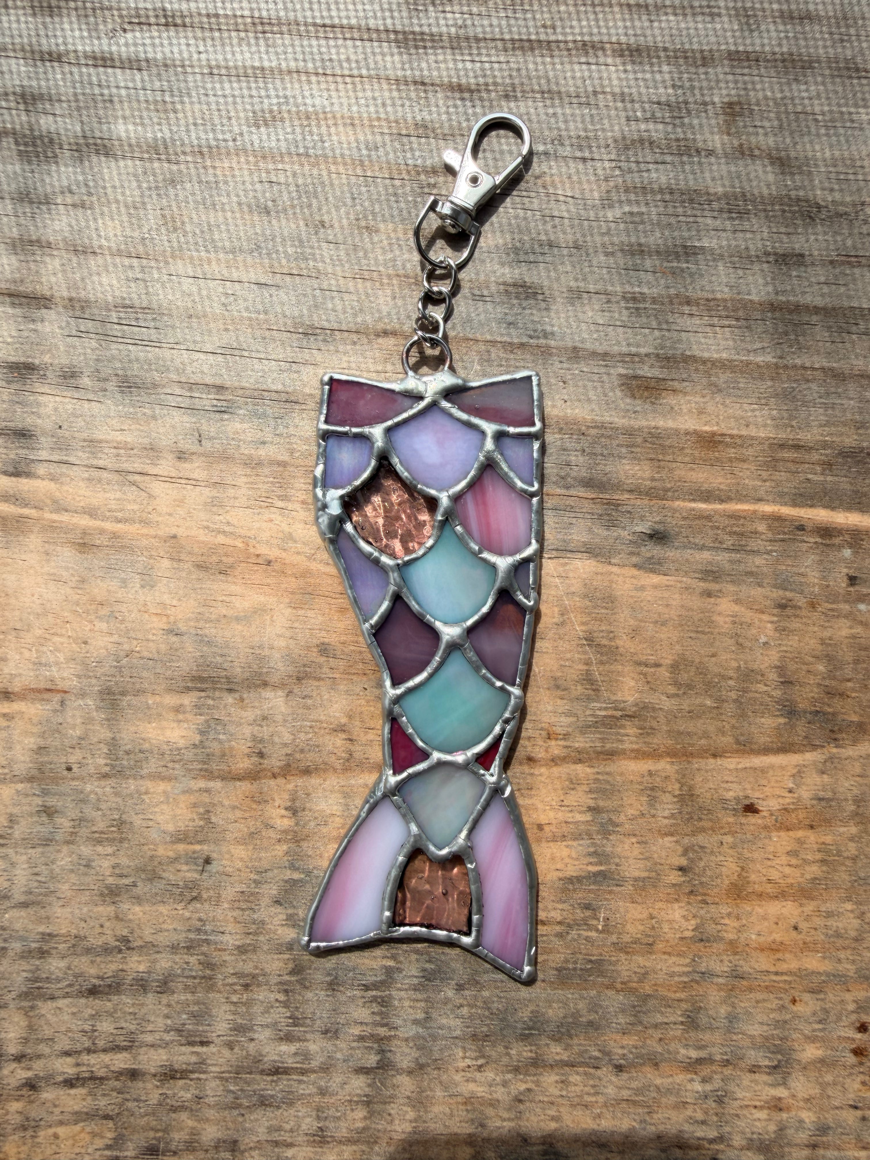 Handcrafted Stained Glass Detailed Mermaid Tail Charm