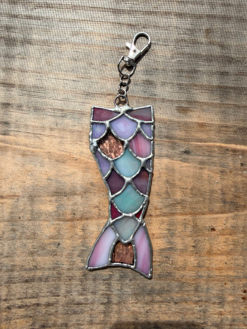 Handcrafted Stained Glass Detailed Mermaid Tail Charm