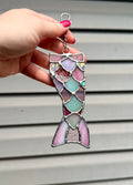 Handcrafted Stained Glass Detailed Mermaid Tail Charm