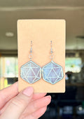 Stained Glass D20 Earrings Purple and Wispy White