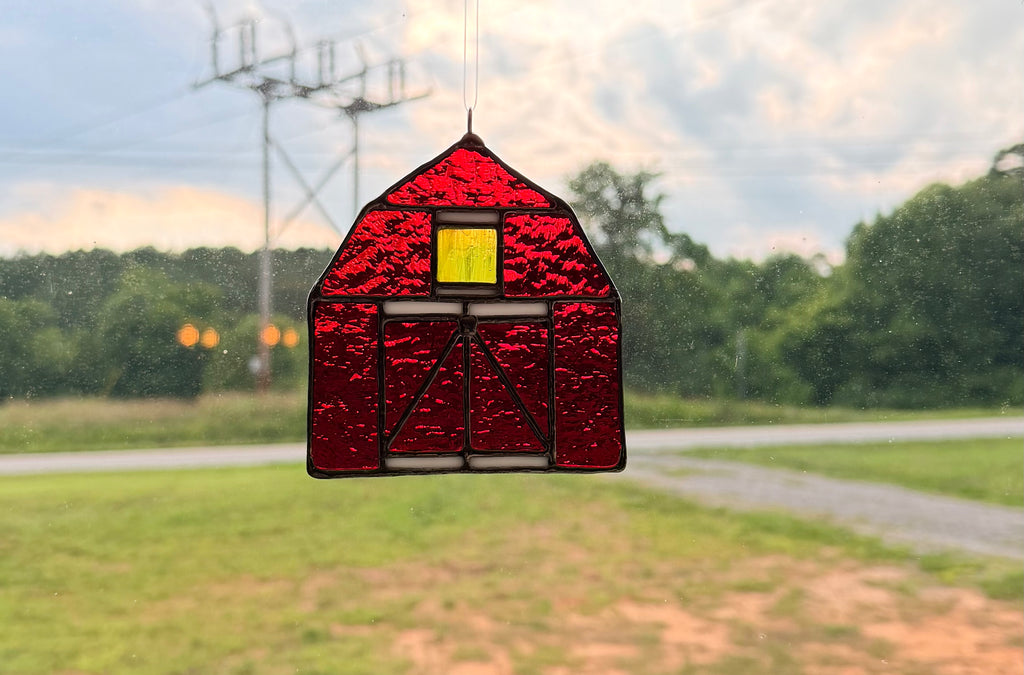 Custom Stained Glass Red Bard Sun Catcher