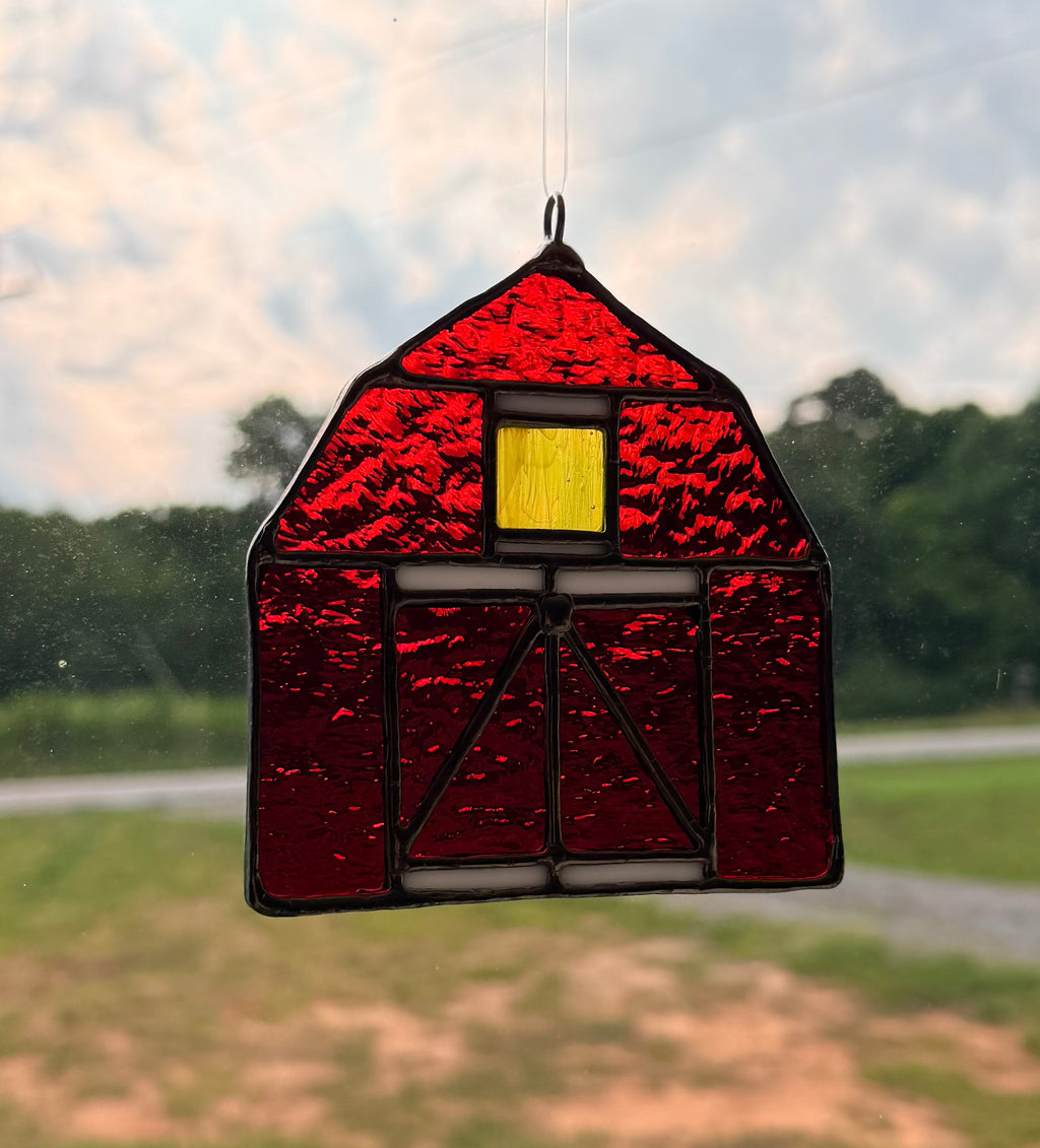 Custom Stained Glass Red Bard Sun Catcher