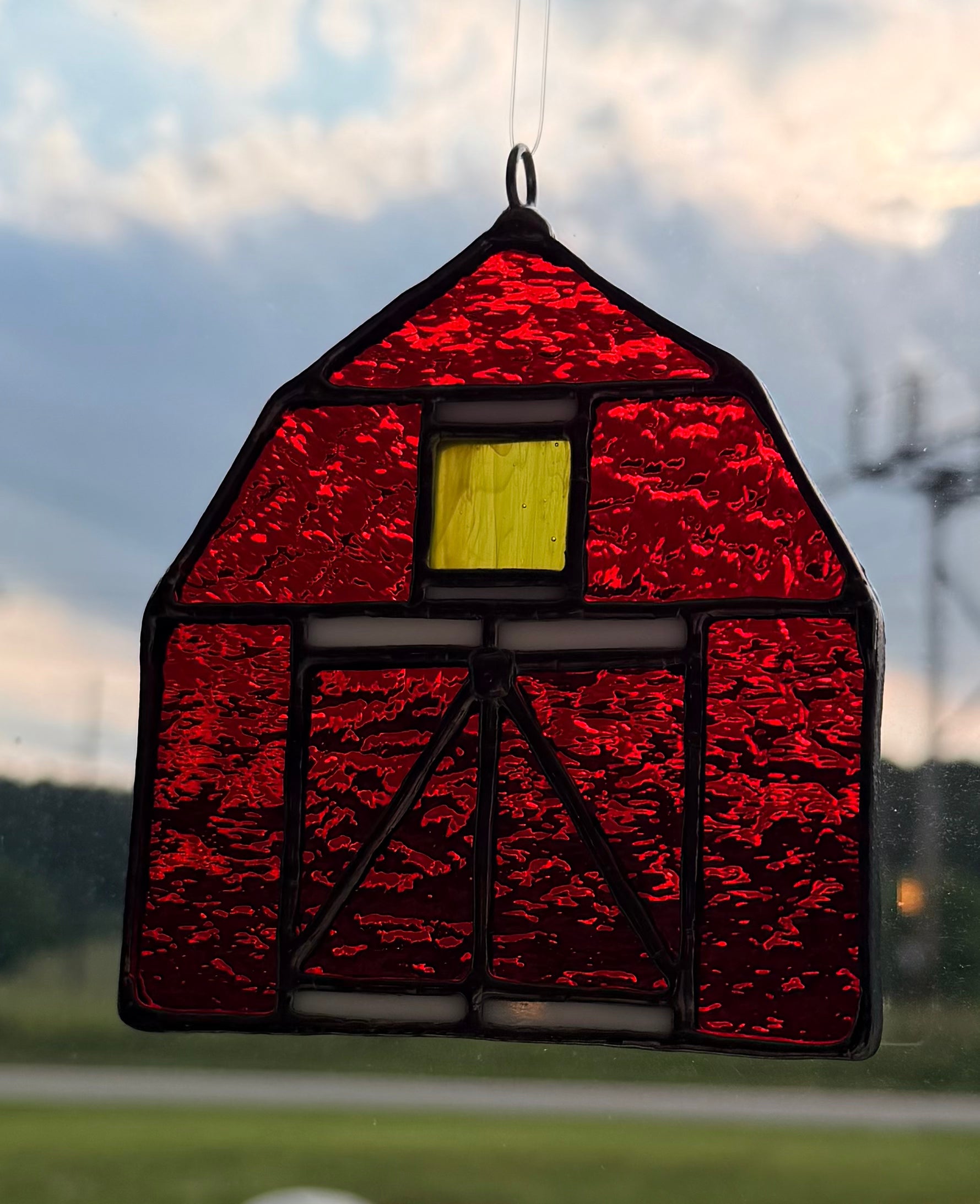 Custom Stained Glass Red Bard Sun Catcher