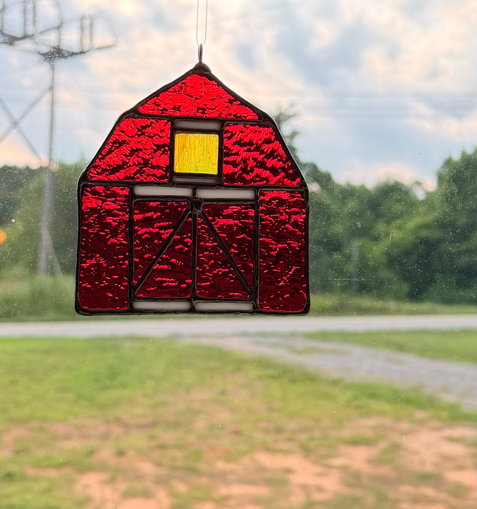 Custom Stained Glass Red Bard Sun Catcher