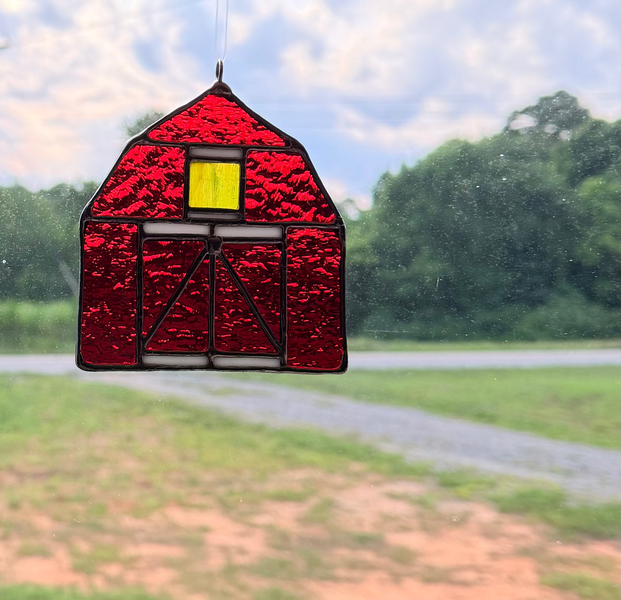 Custom Stained Glass Red Bard Sun Catcher