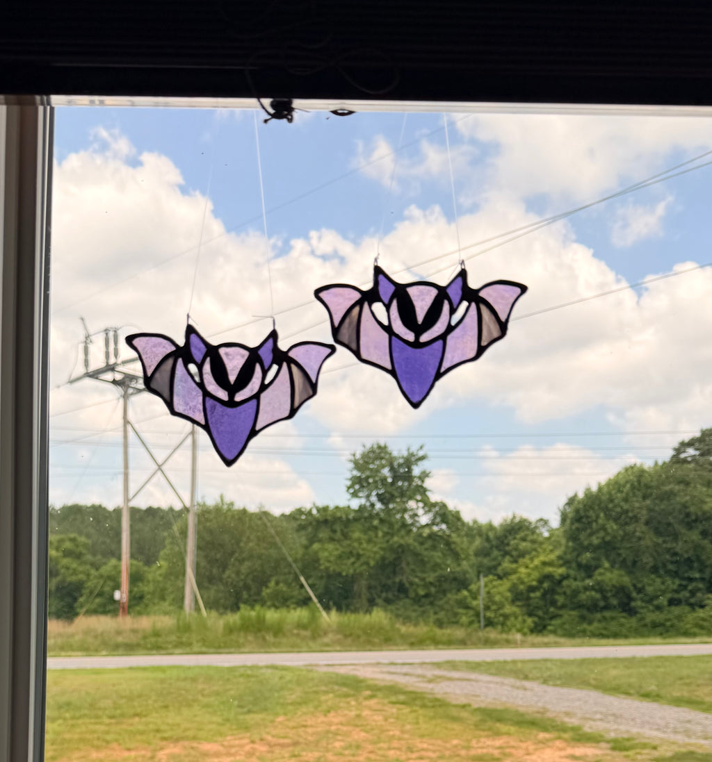 Custom Stained Glass 4.5" Bat Suncatcher