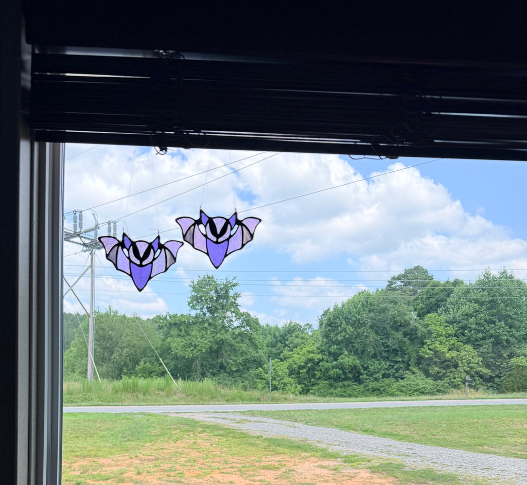 Custom Stained Glass 4.5" Bat Suncatcher