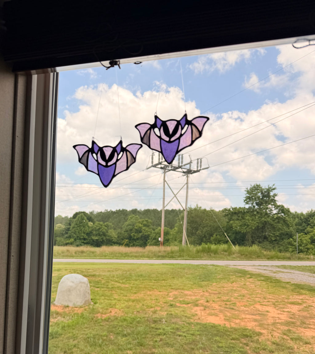 Custom Stained Glass 4.5" Bat Suncatcher