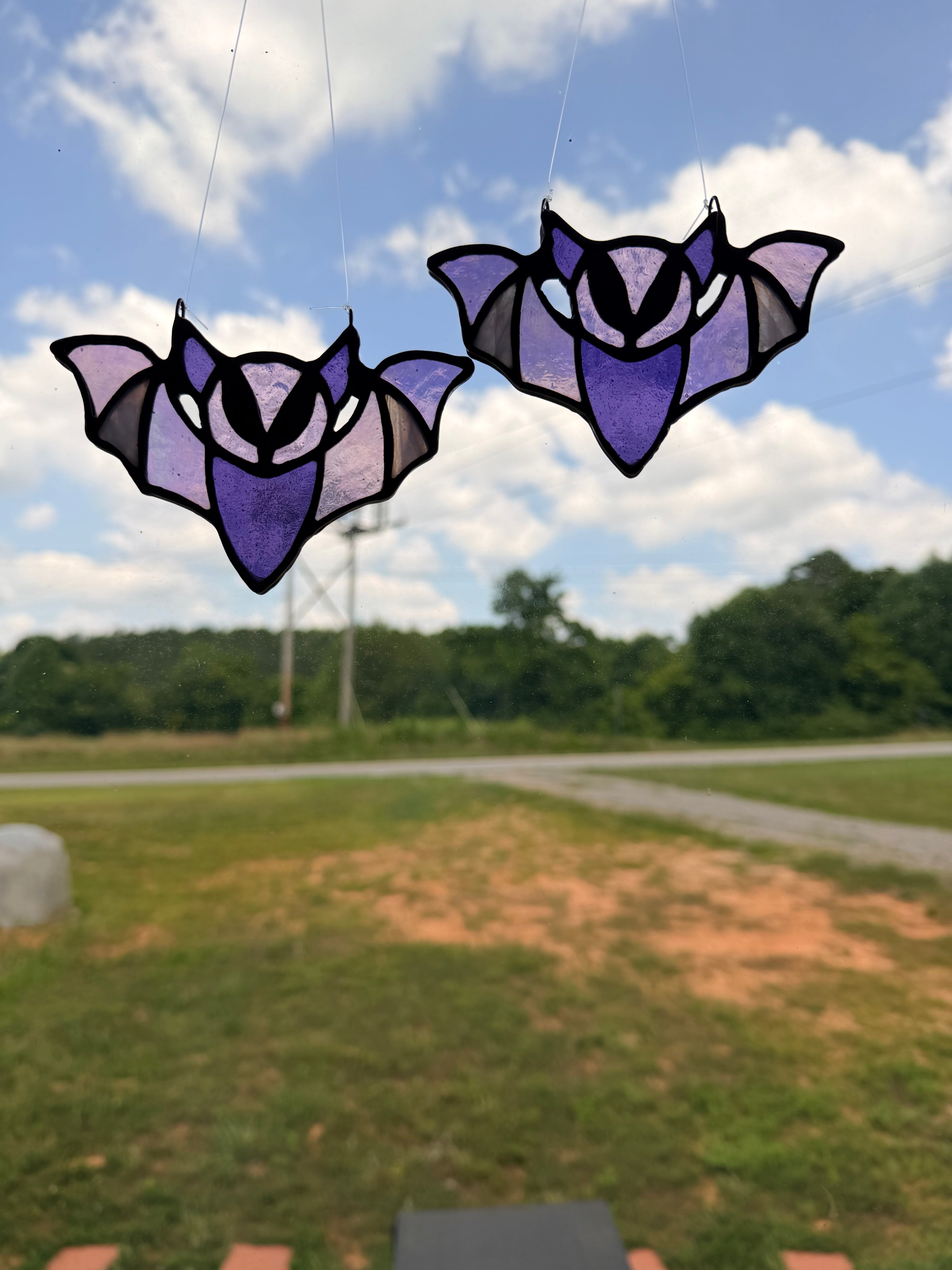 Custom Stained Glass 4.5" Bat Suncatcher