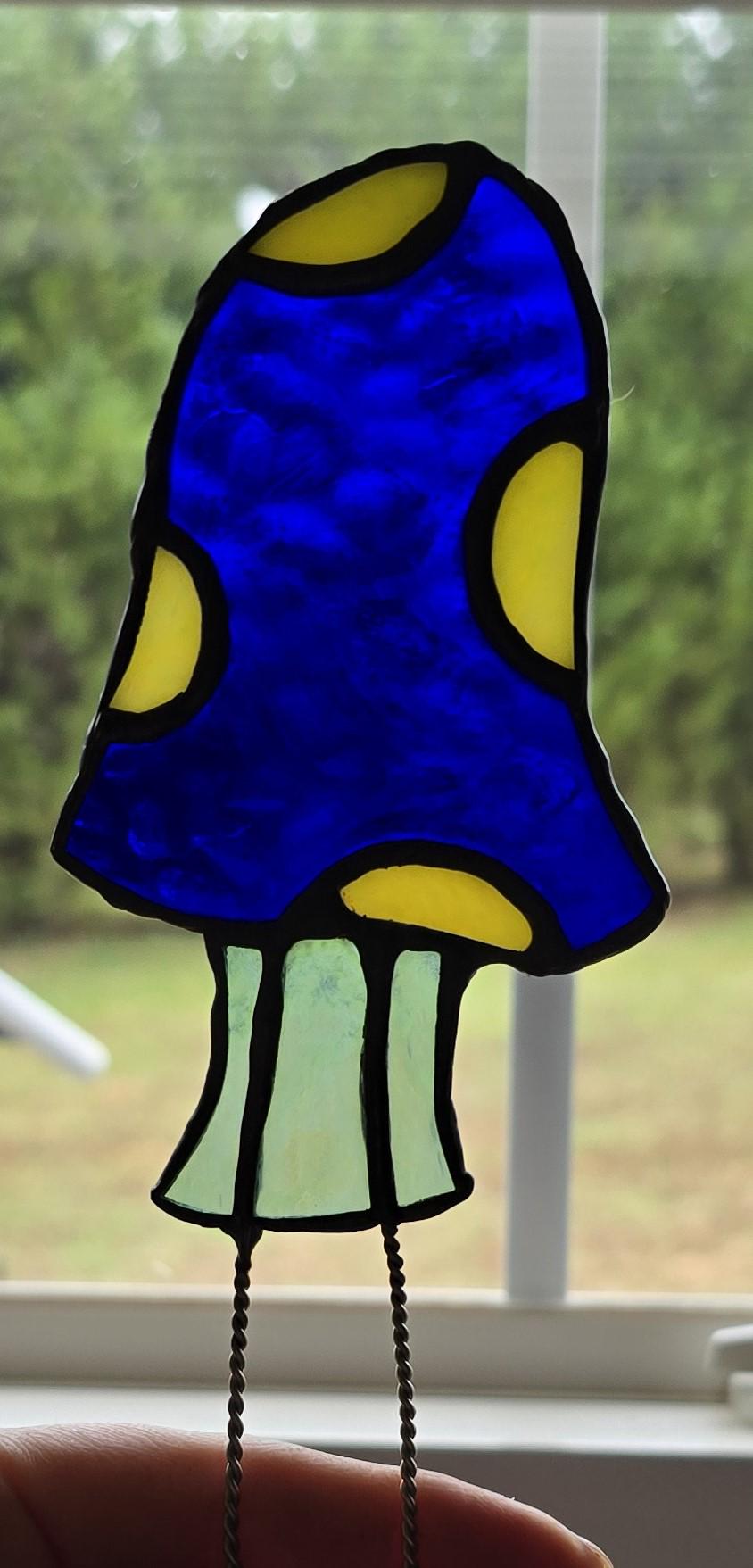 Handcrafted Stained Glass Plant Charm Mushroom