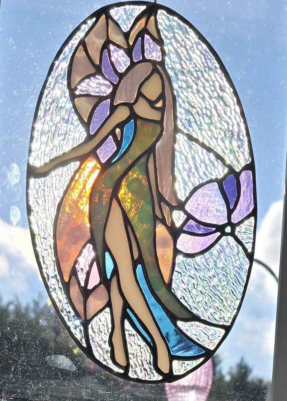 Handcrafted Stained Glass Fairy Sun Catcher Made to Order