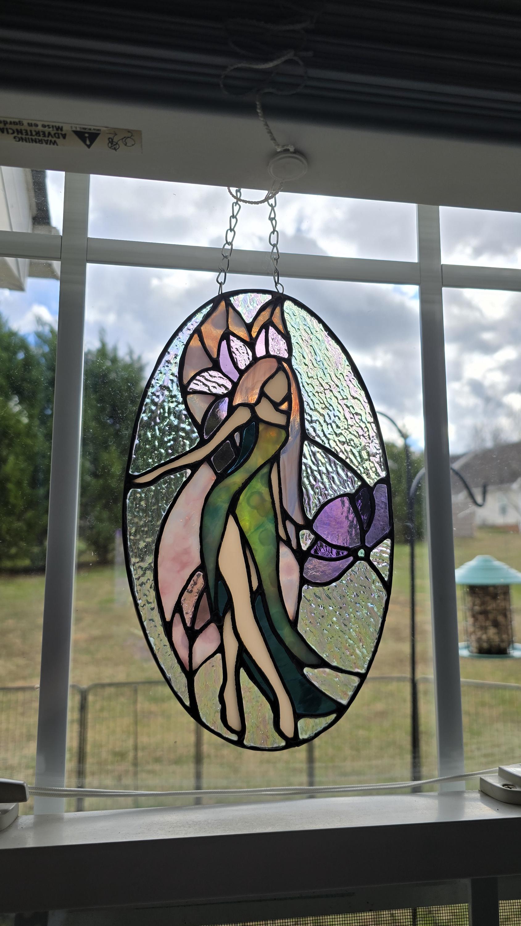 Handcrafted Stained Glass Fairy Sun Catcher Made to Order