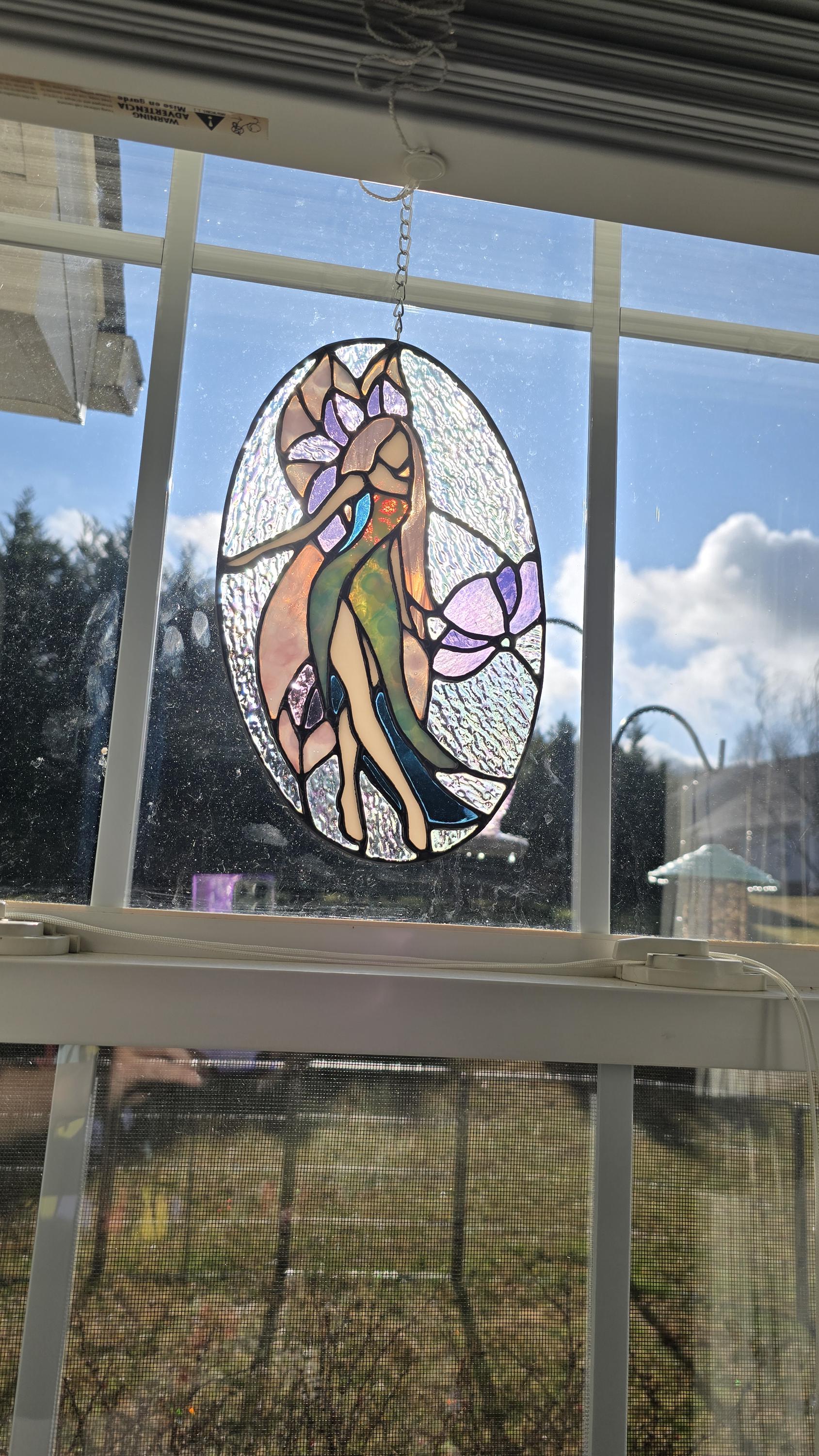 Handcrafted Stained Glass Fairy Sun Catcher Made to Order