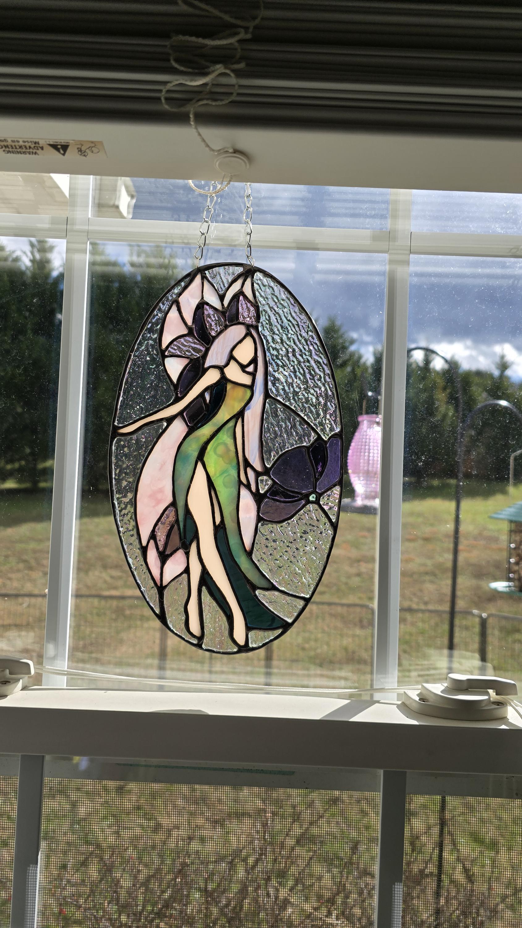 Handcrafted Stained Glass Fairy Sun Catcher Made to Order