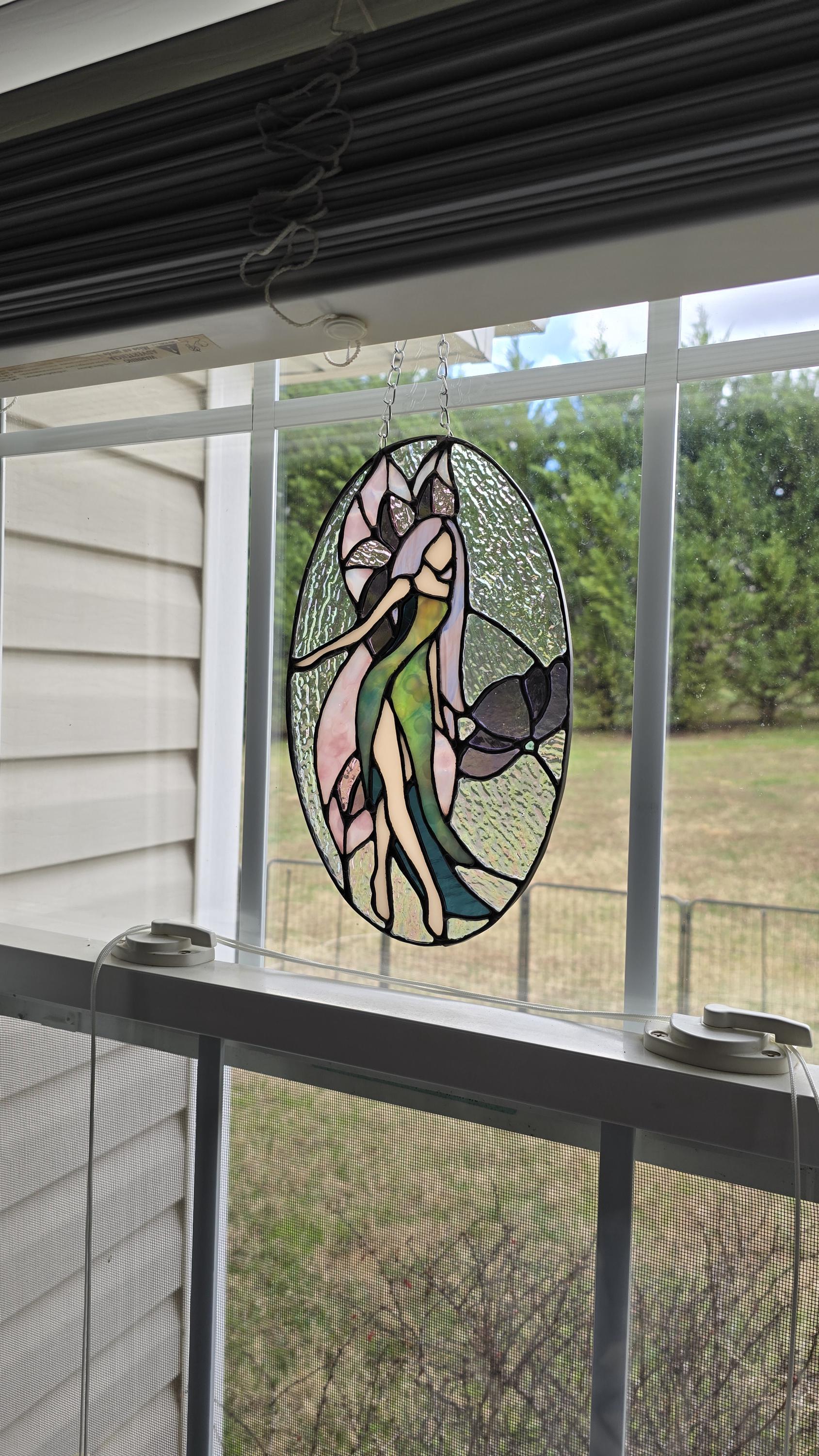 Handcrafted Stained Glass Fairy Sun Catcher Made to Order
