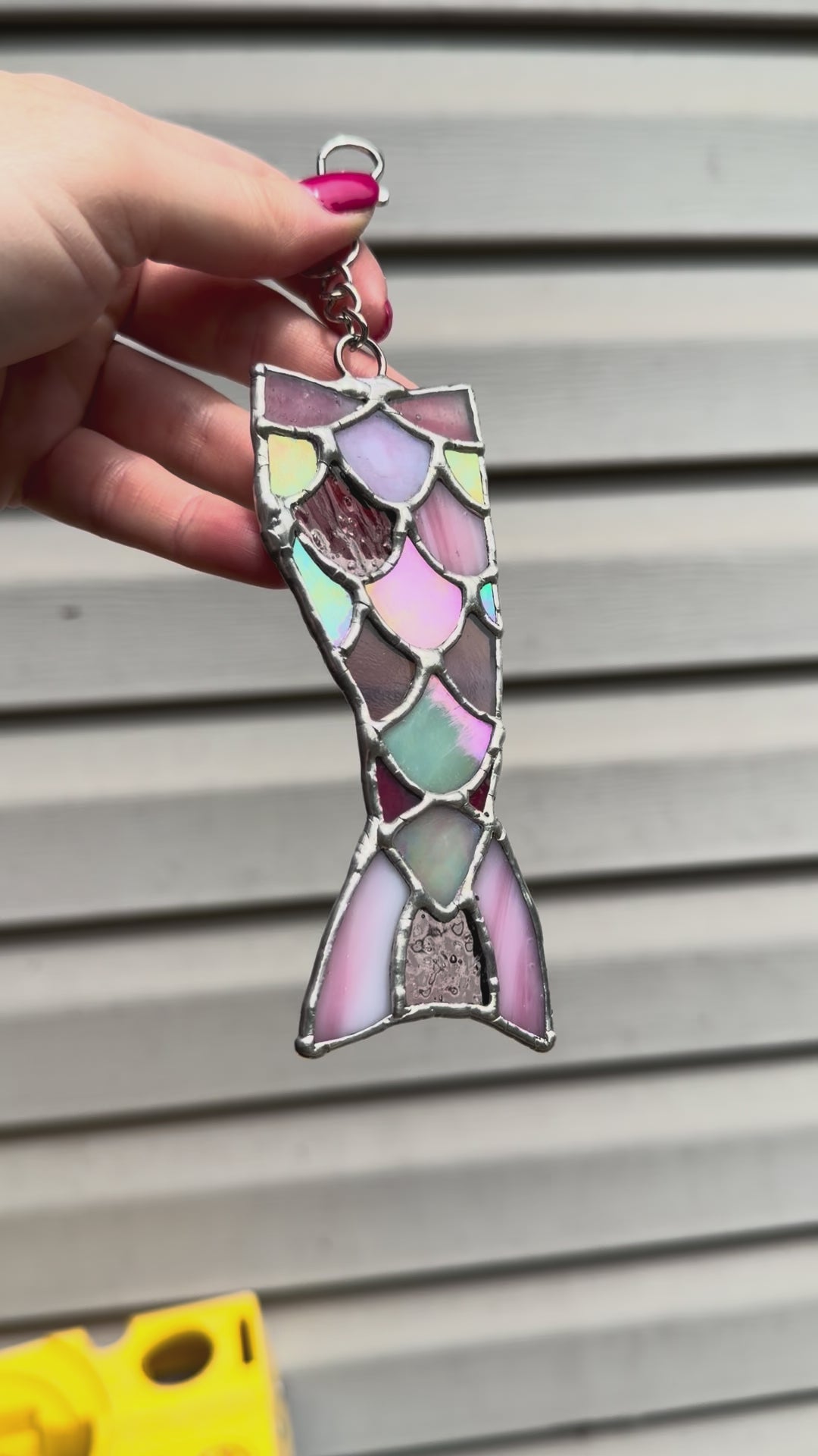Handcrafted Stained Glass Detailed Mermaid Tail Charm